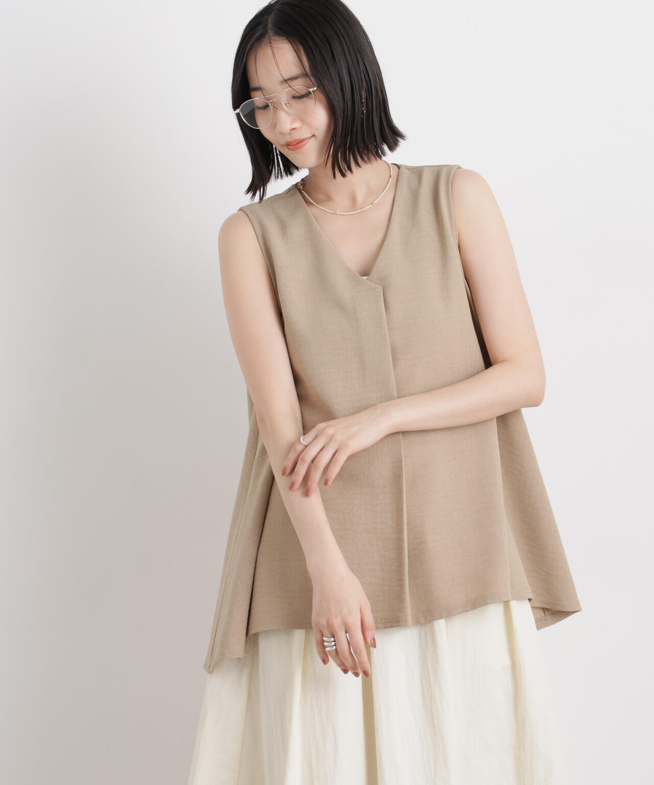 多機能リネンライクケープカラーセットデザインブラウス 6736121307