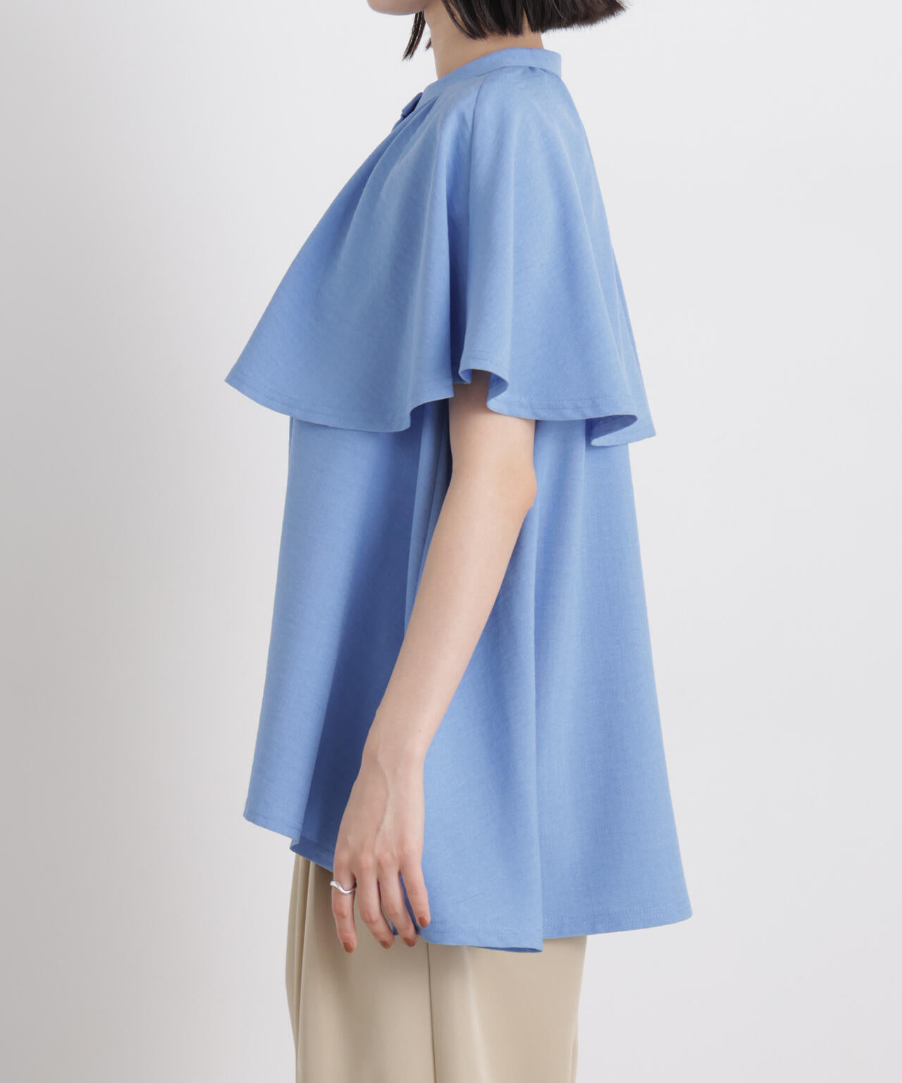 多機能リネンライクケープカラーセットデザインブラウス 6736121307