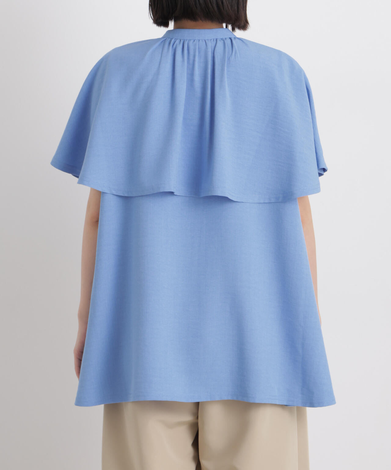 多機能リネンライクケープカラーセットデザインブラウス 6736121307