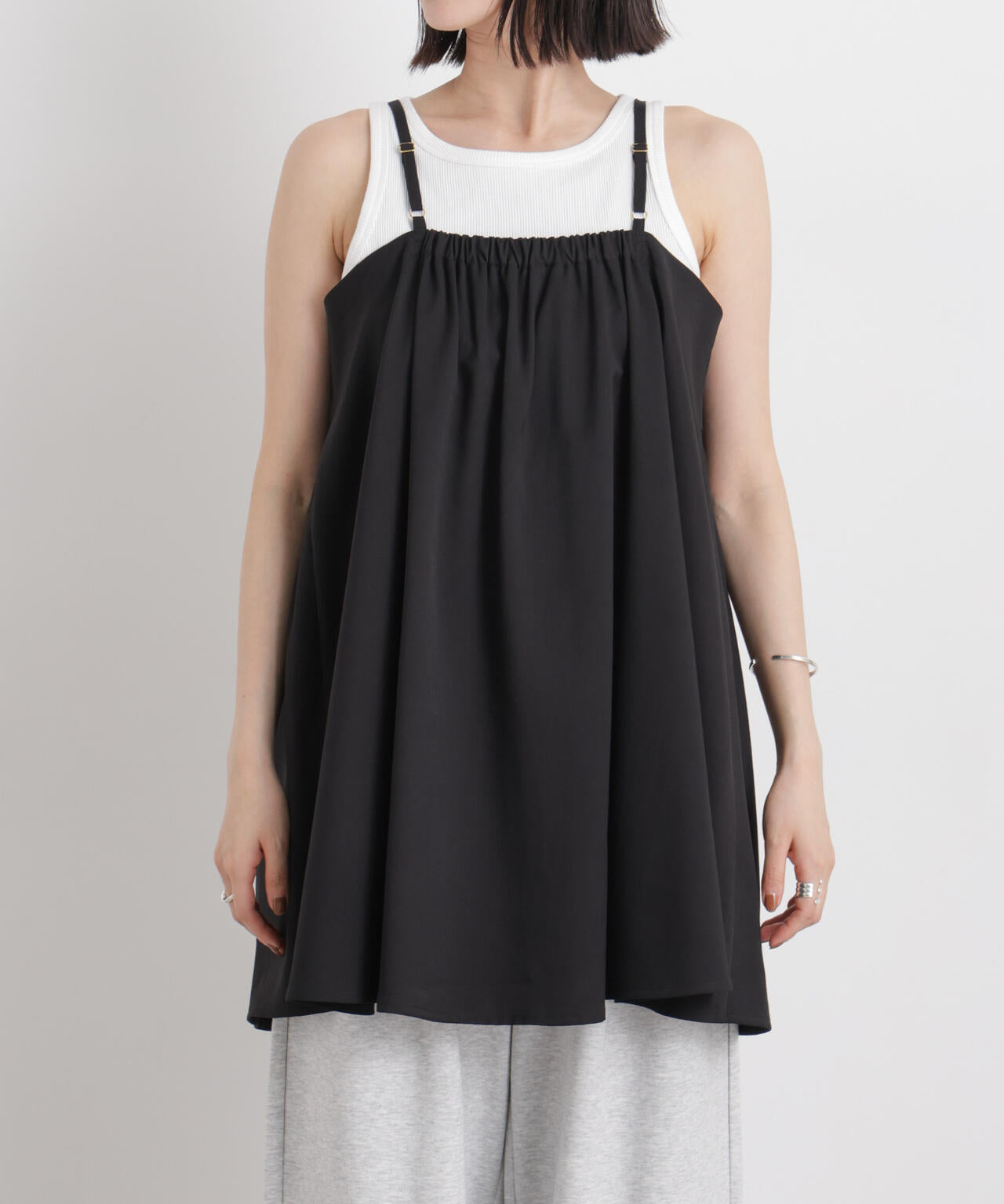 微光沢ツイル前後2wayリボンキャミソール(セットアップ可) 6736121308