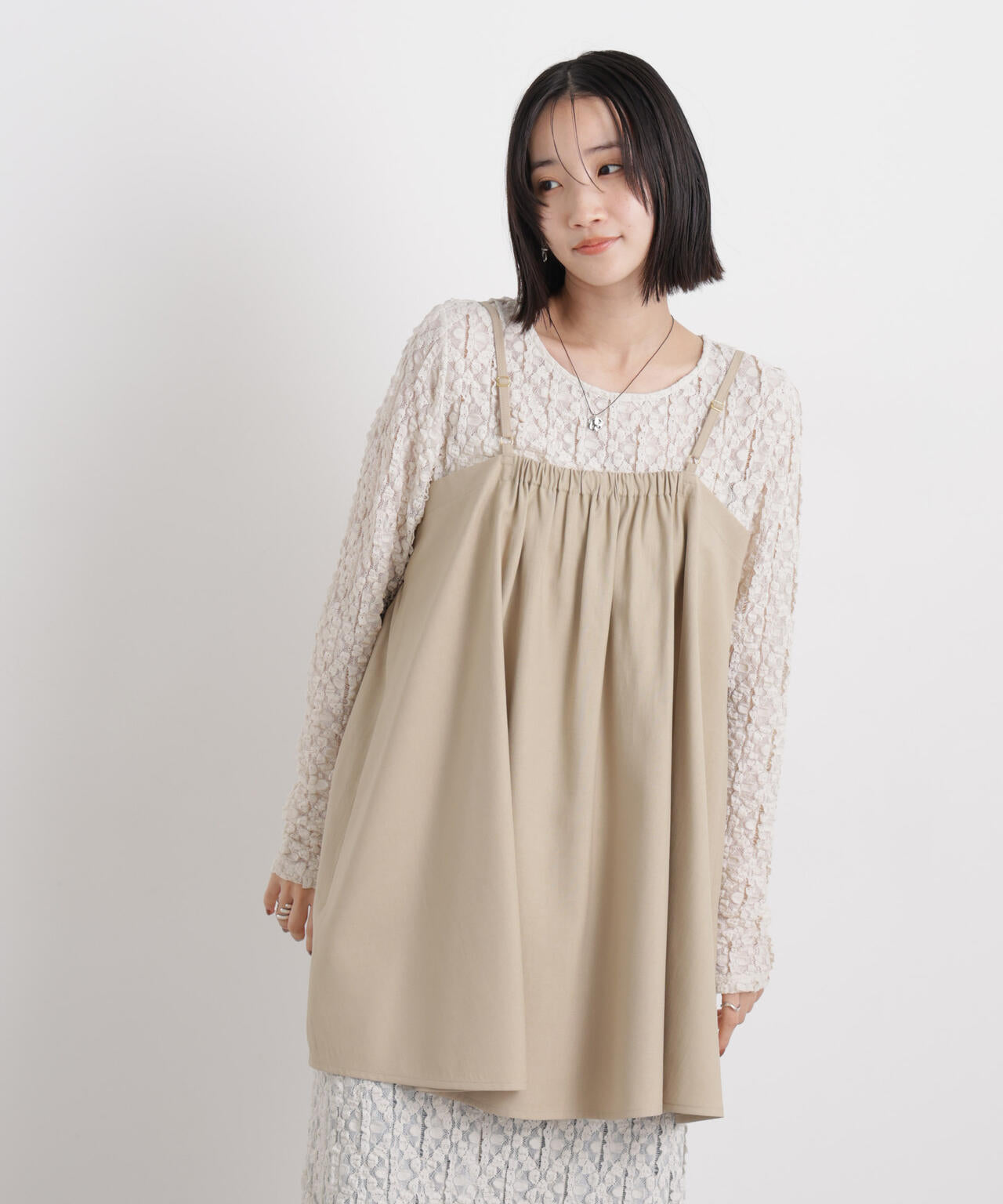 微光沢ツイル前後2wayリボンキャミソール(セットアップ可) 6736121308