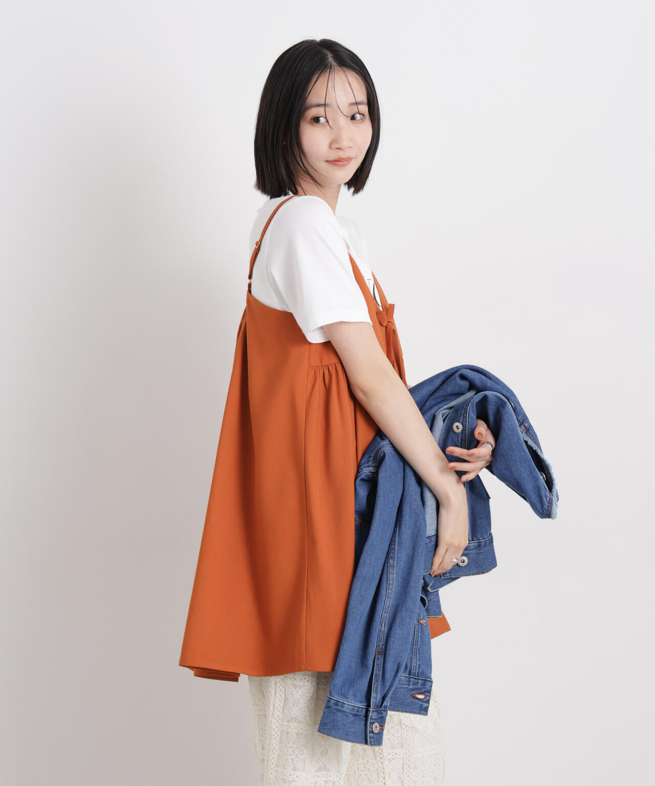 微光沢ツイル前後2wayリボンキャミソール(セットアップ可) 6736121308