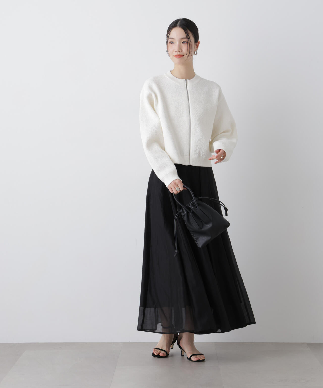 梨地ダブルフェイスジップアップニット 6736122306