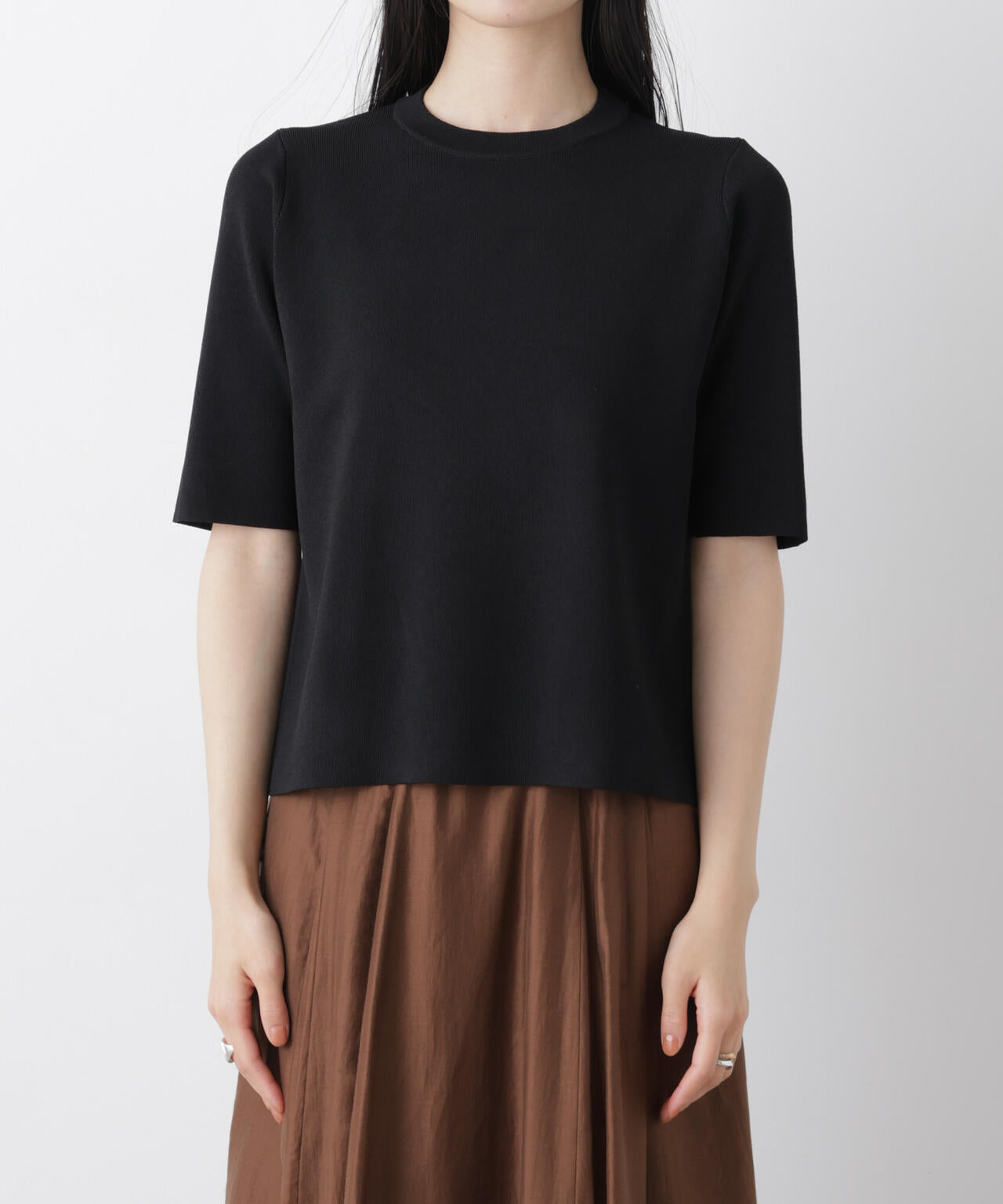 洗濯機洗い可UVカット接触冷感半袖ニット 6736122313