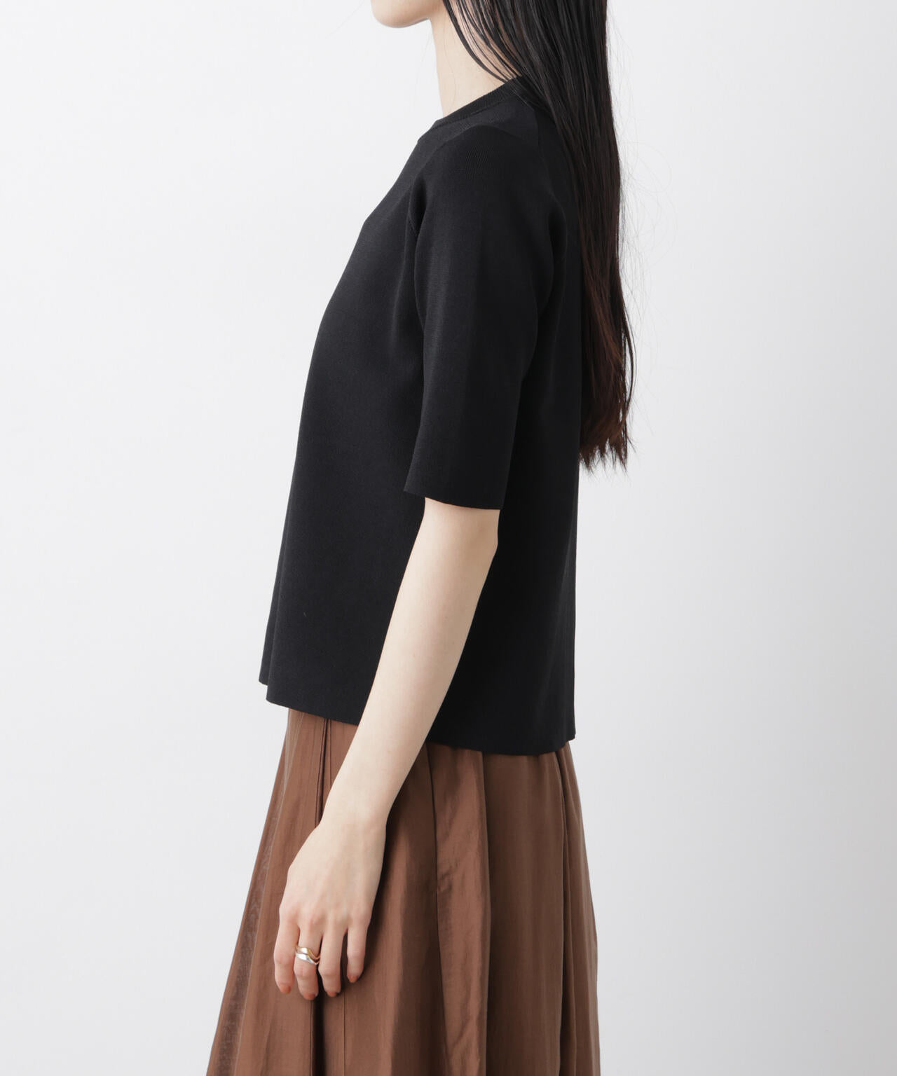 洗濯機洗い可UVカット接触冷感半袖ニット 6736122313