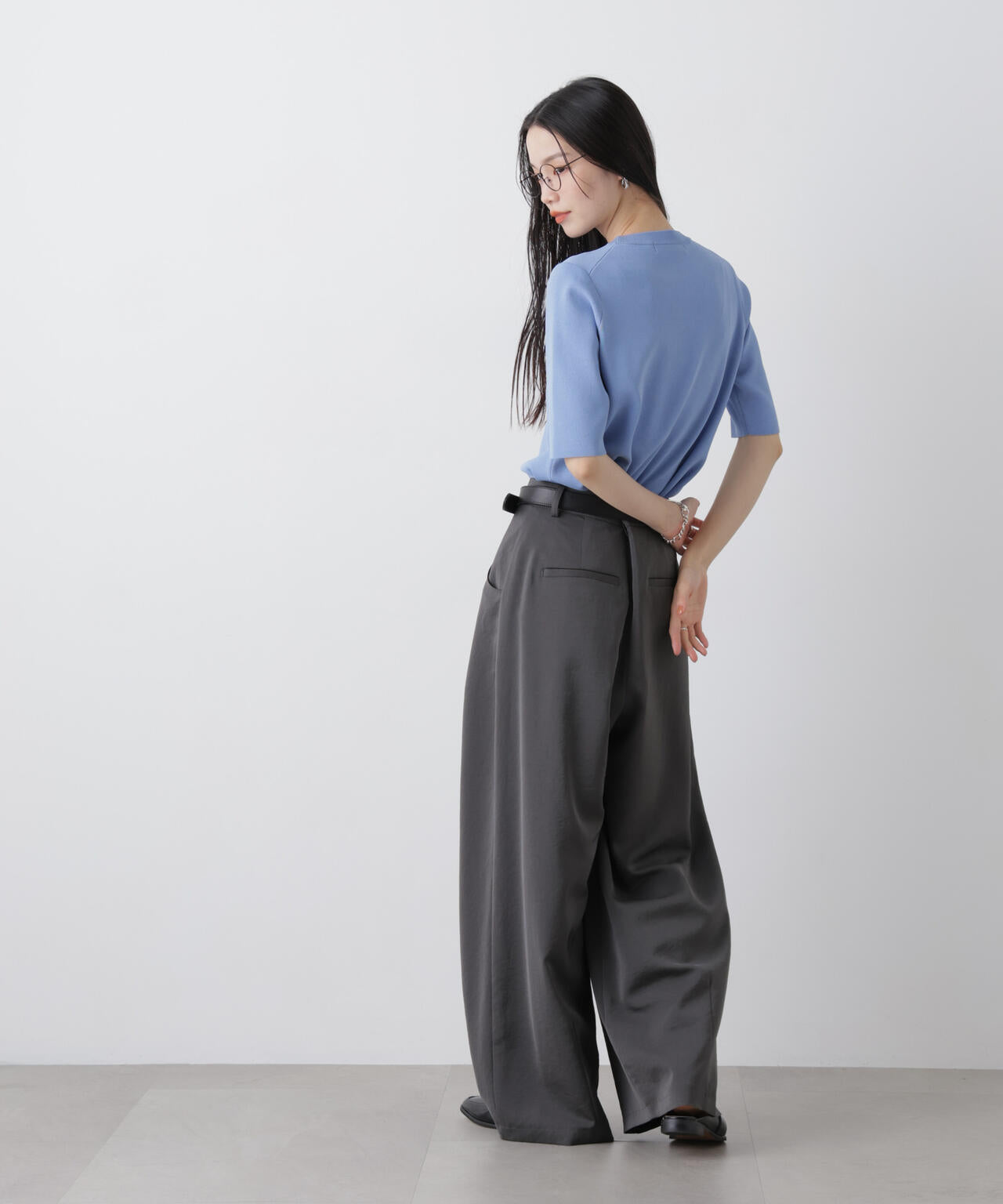 洗濯機洗い可UVカット接触冷感半袖ニット 6736122313