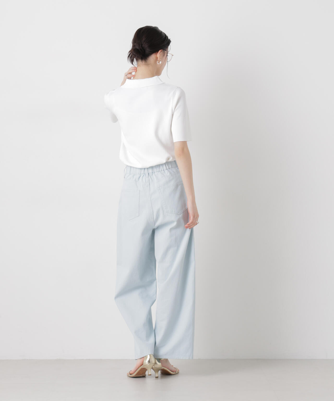 洗濯機洗い可UVカット接触冷感衿付き半袖ポロニット 6736122314