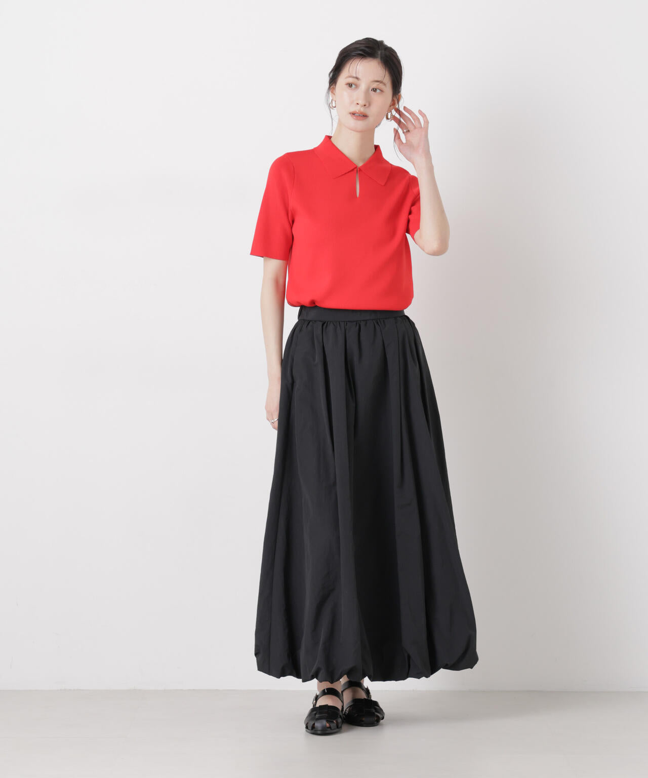 洗濯機洗い可UVカット接触冷感衿付き半袖ポロニット 6736122314