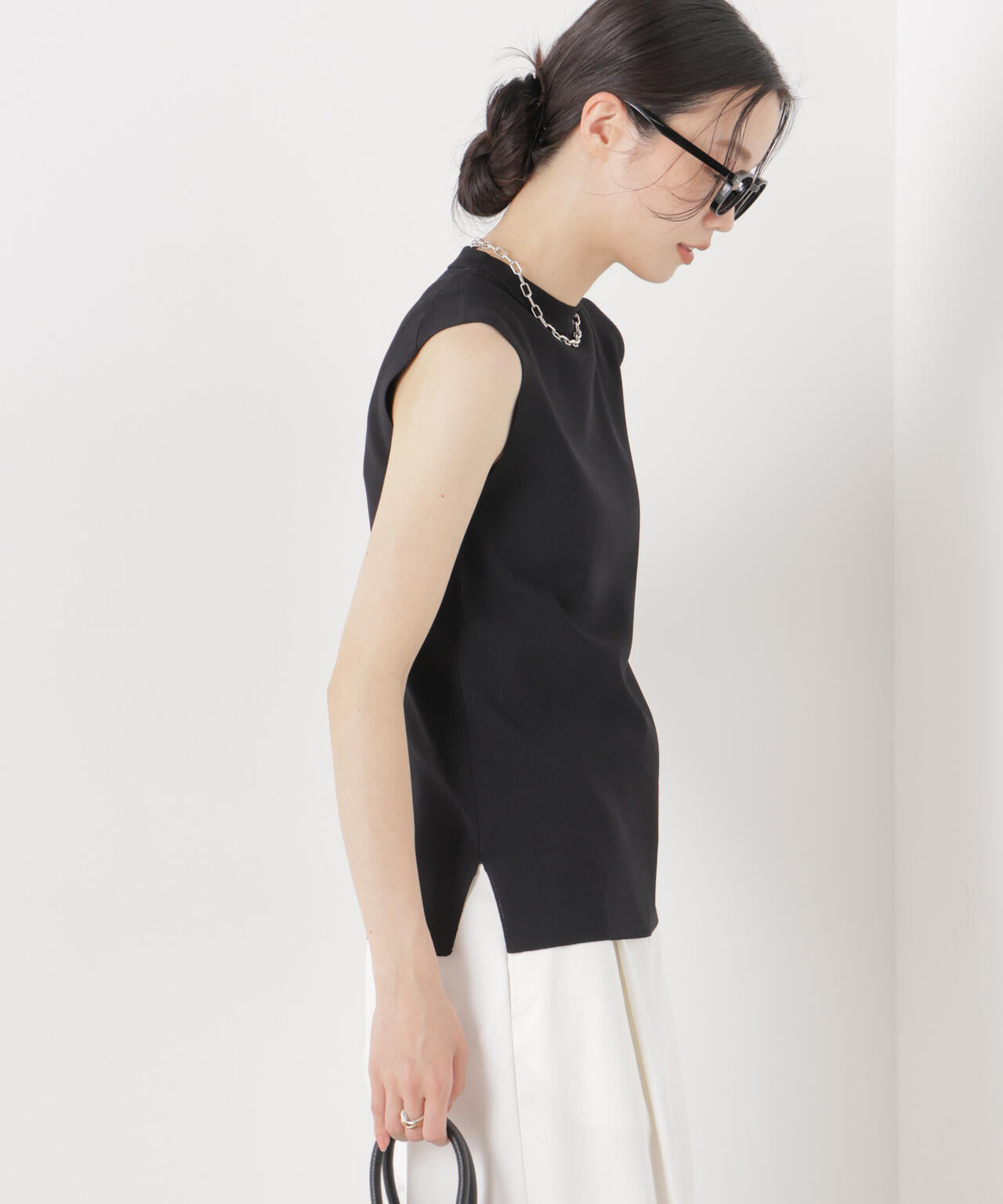 洗濯機洗い可UVカット接触冷感ノースリーブニット 6736122315