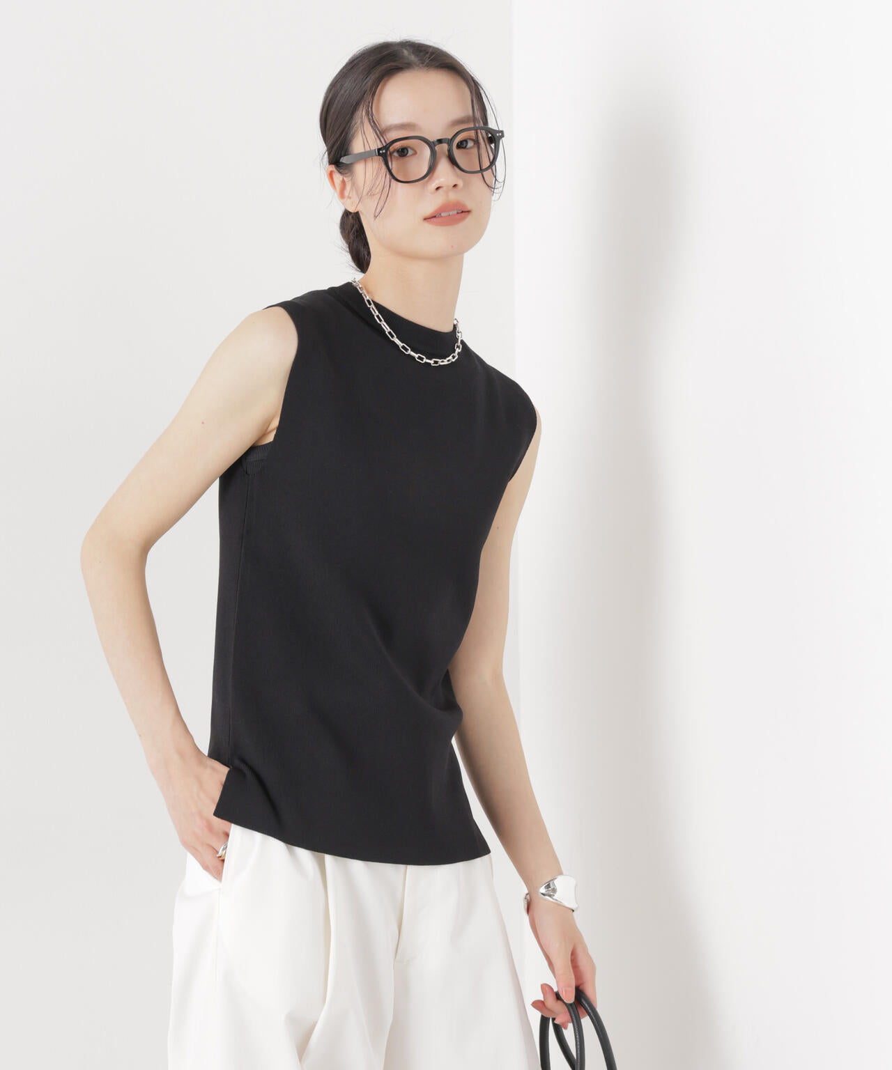 洗濯機洗い可UVカット接触冷感ノースリーブニット 6736122315