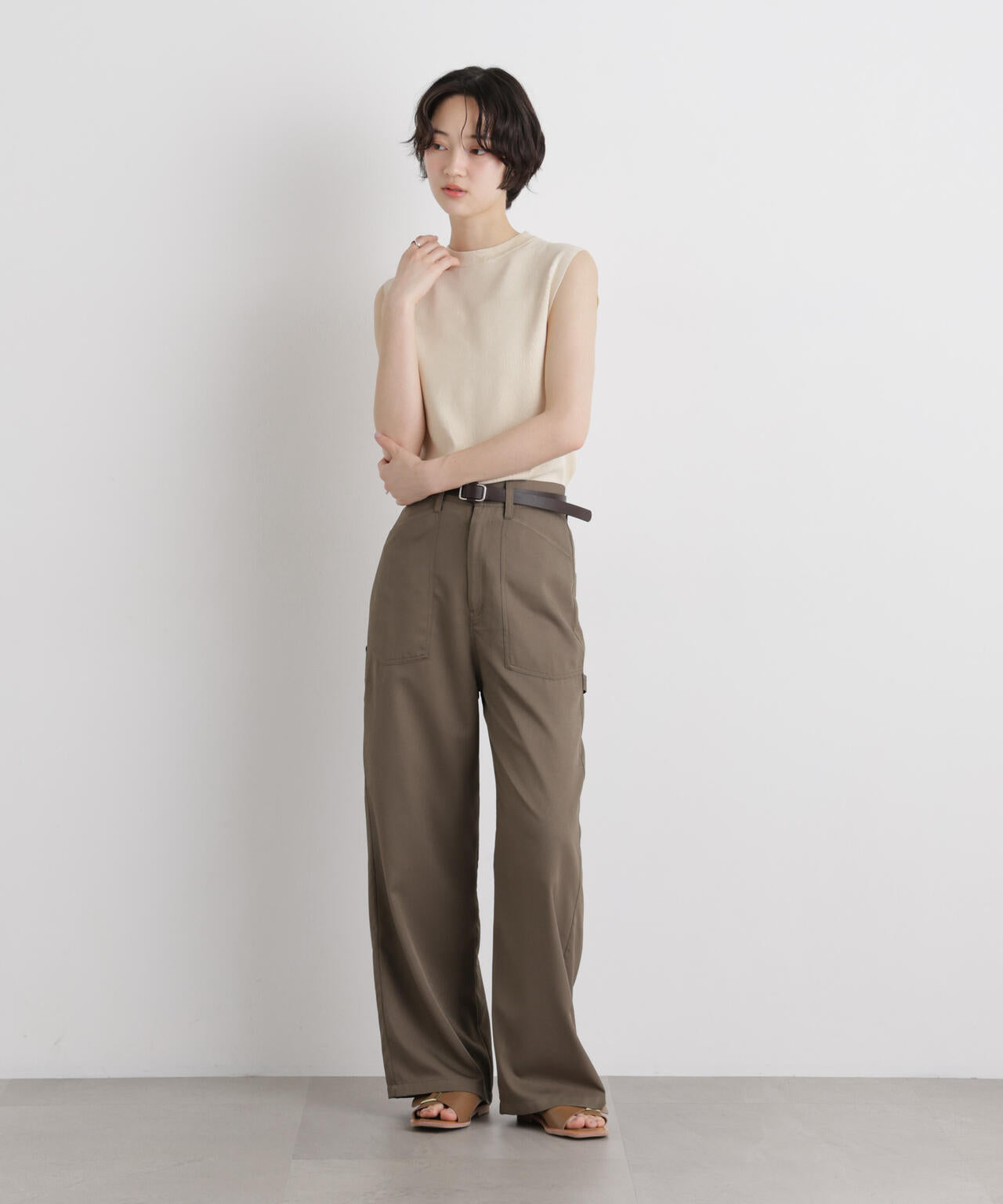 洗濯機洗い可UVカット接触冷感ノースリーブニット 6736122315
