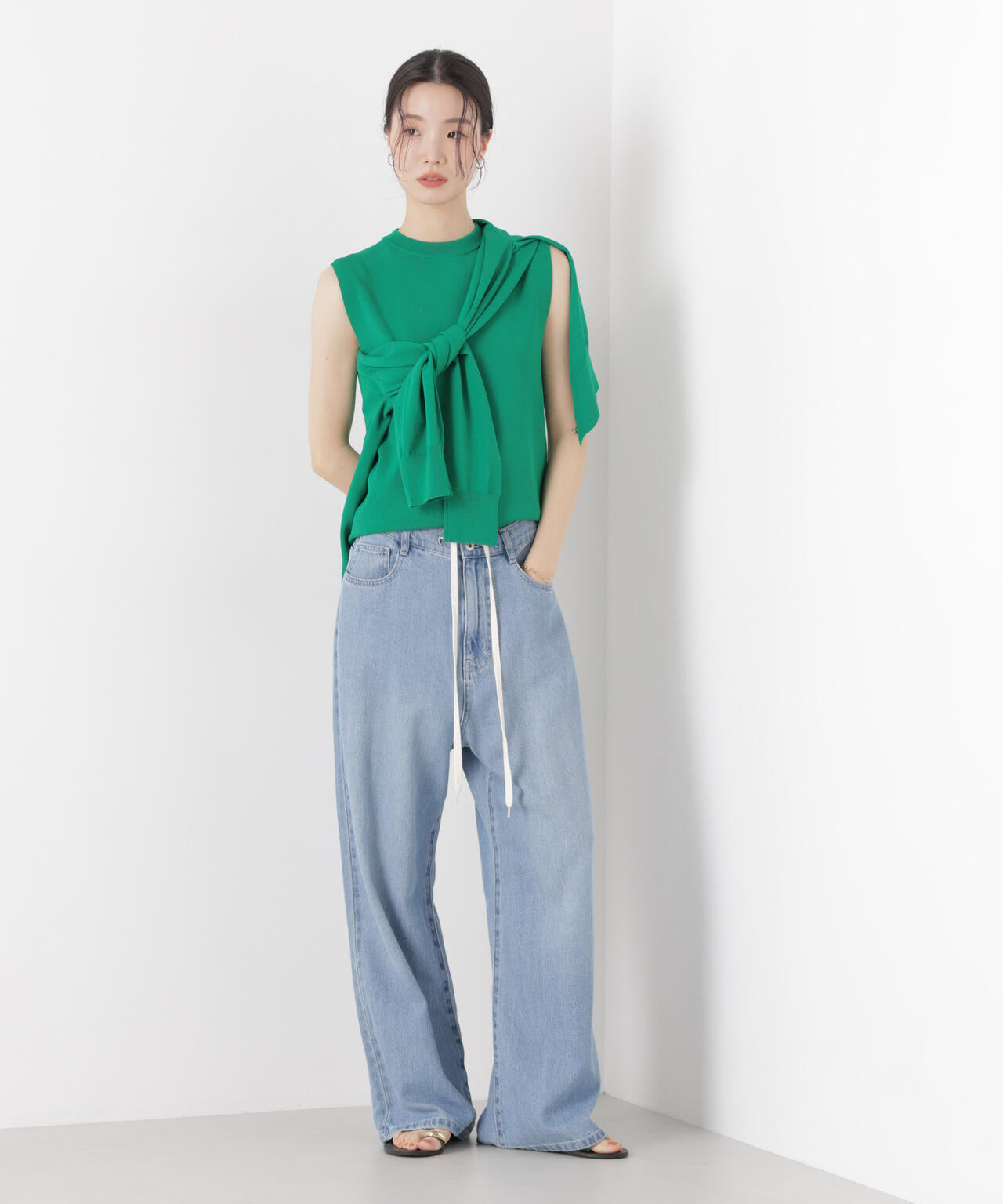 洗濯機洗い可UVカット接触冷感ノースリーブニット 6736122315