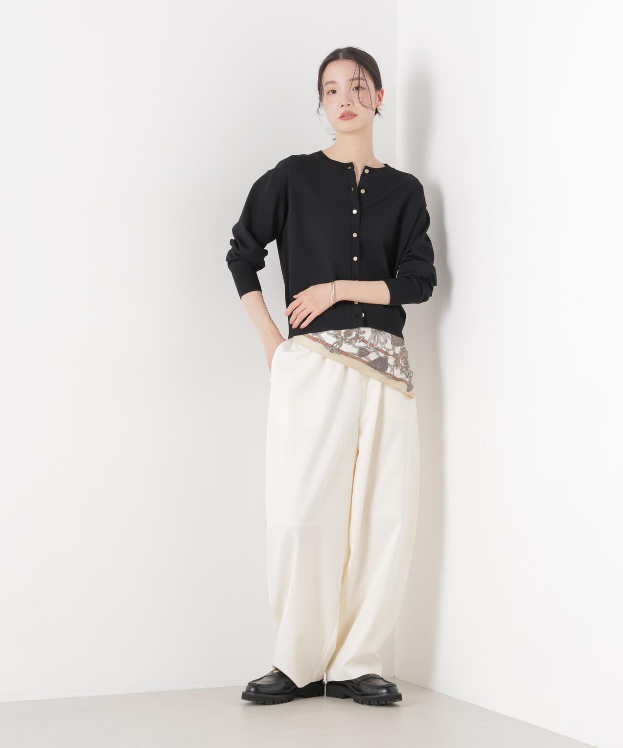 洗濯機洗い可UVカット接触冷感金ボタンクルーカーディガン 6736122316