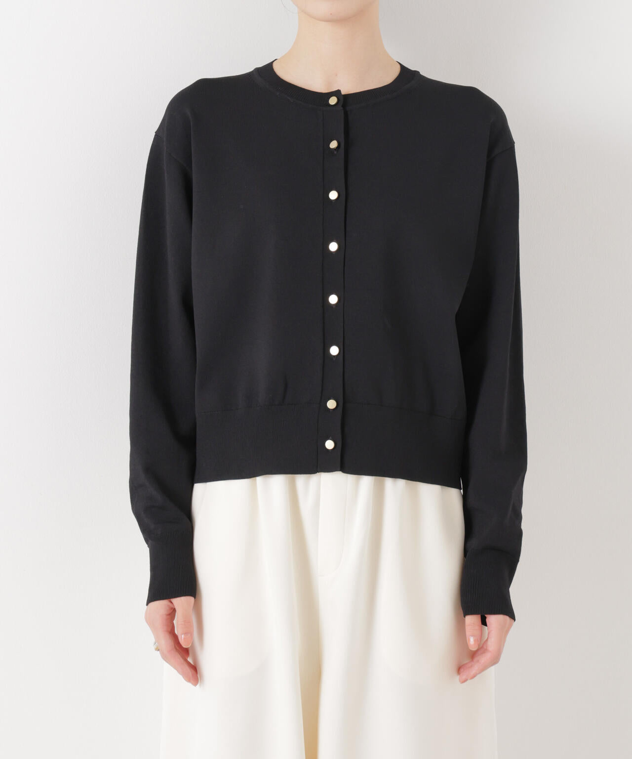 洗濯機洗い可UVカット接触冷感金ボタンクルーカーディガン 6736122316