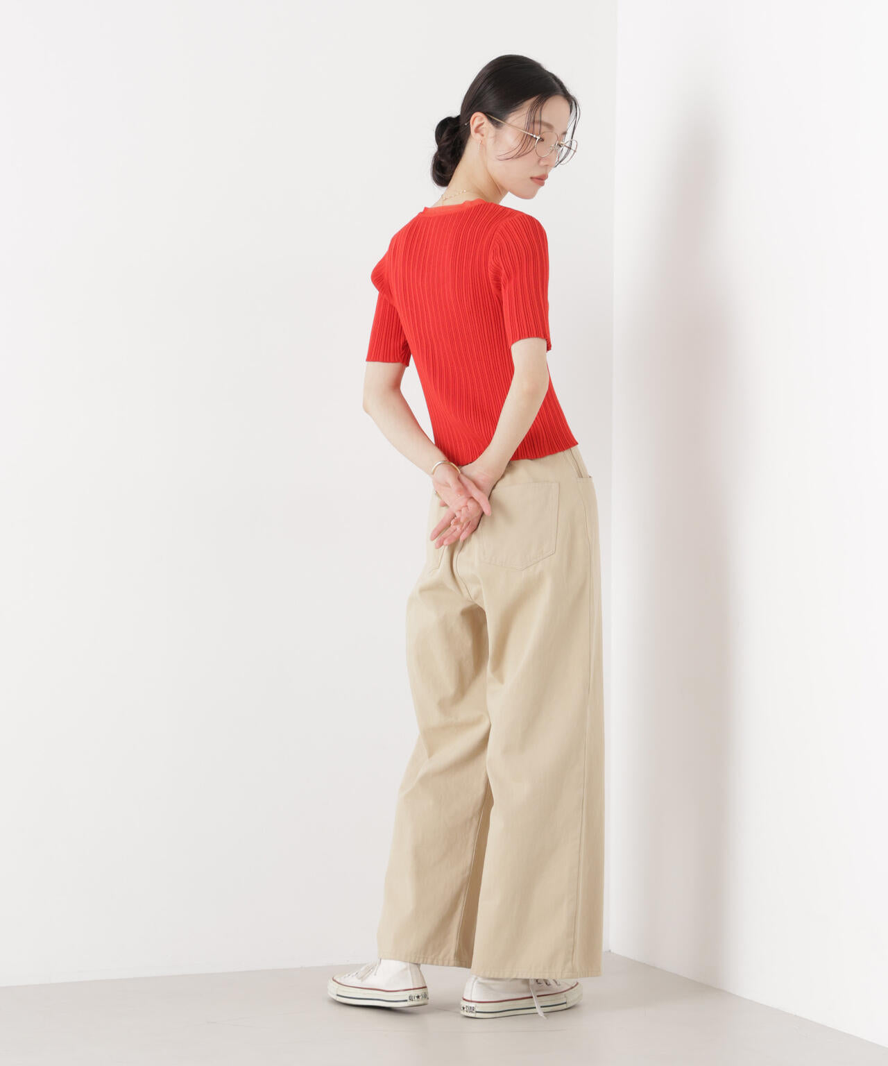 チュールコンビ半袖リブカーディガン 6736122321