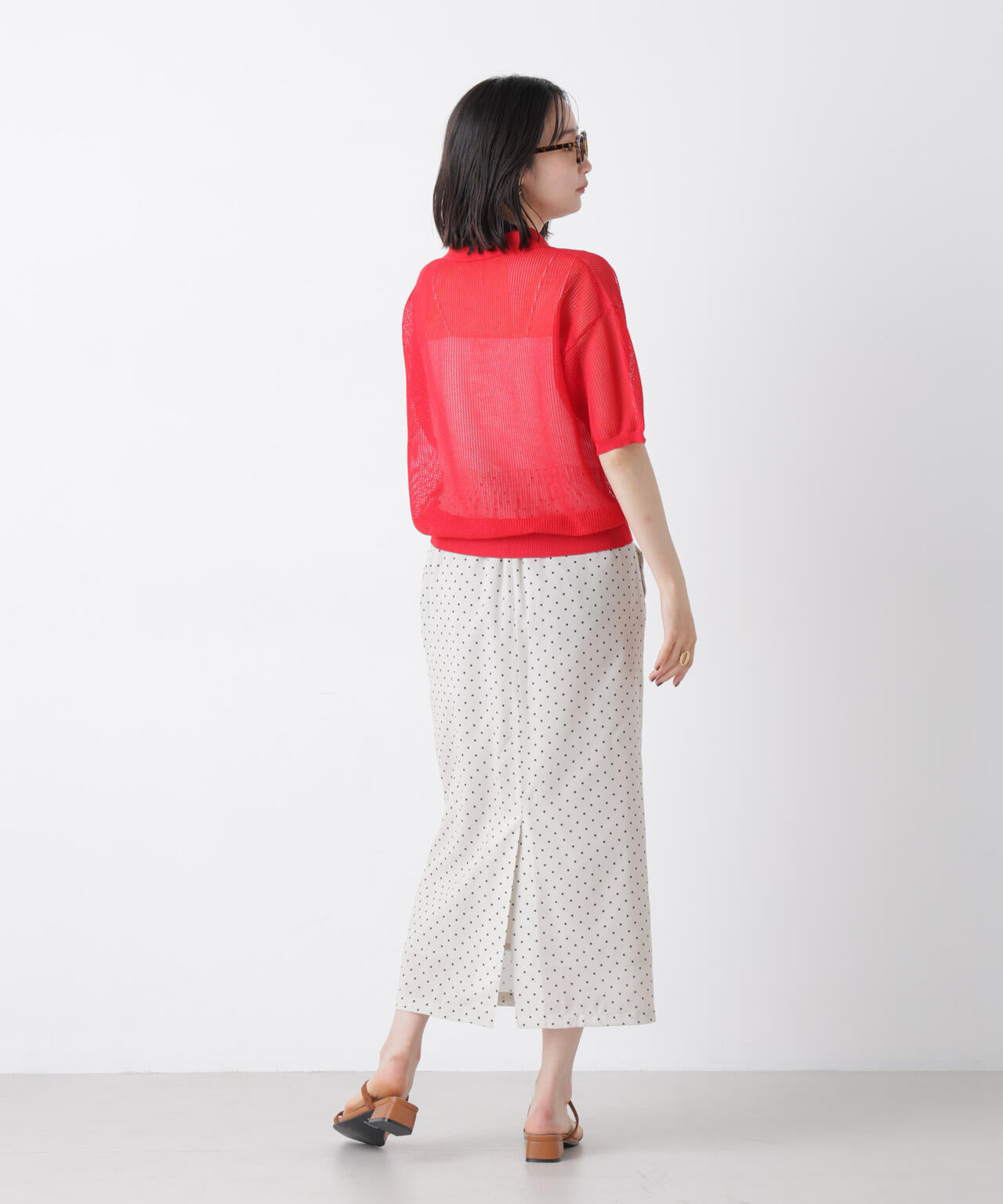 メッシュポロニットトップス 6736122335