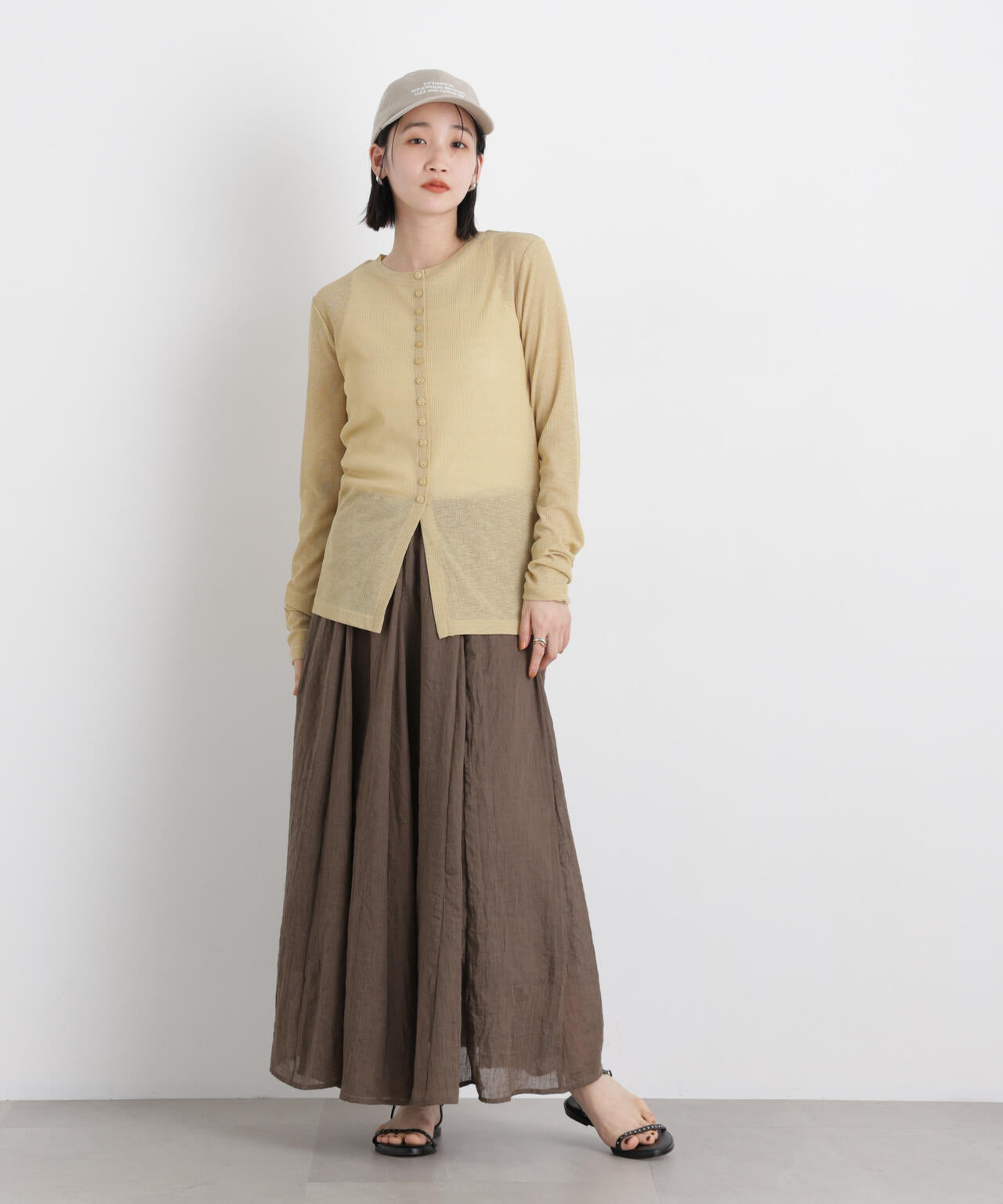 シアーリブカットソー多ボタンデザイントップス 6736123309