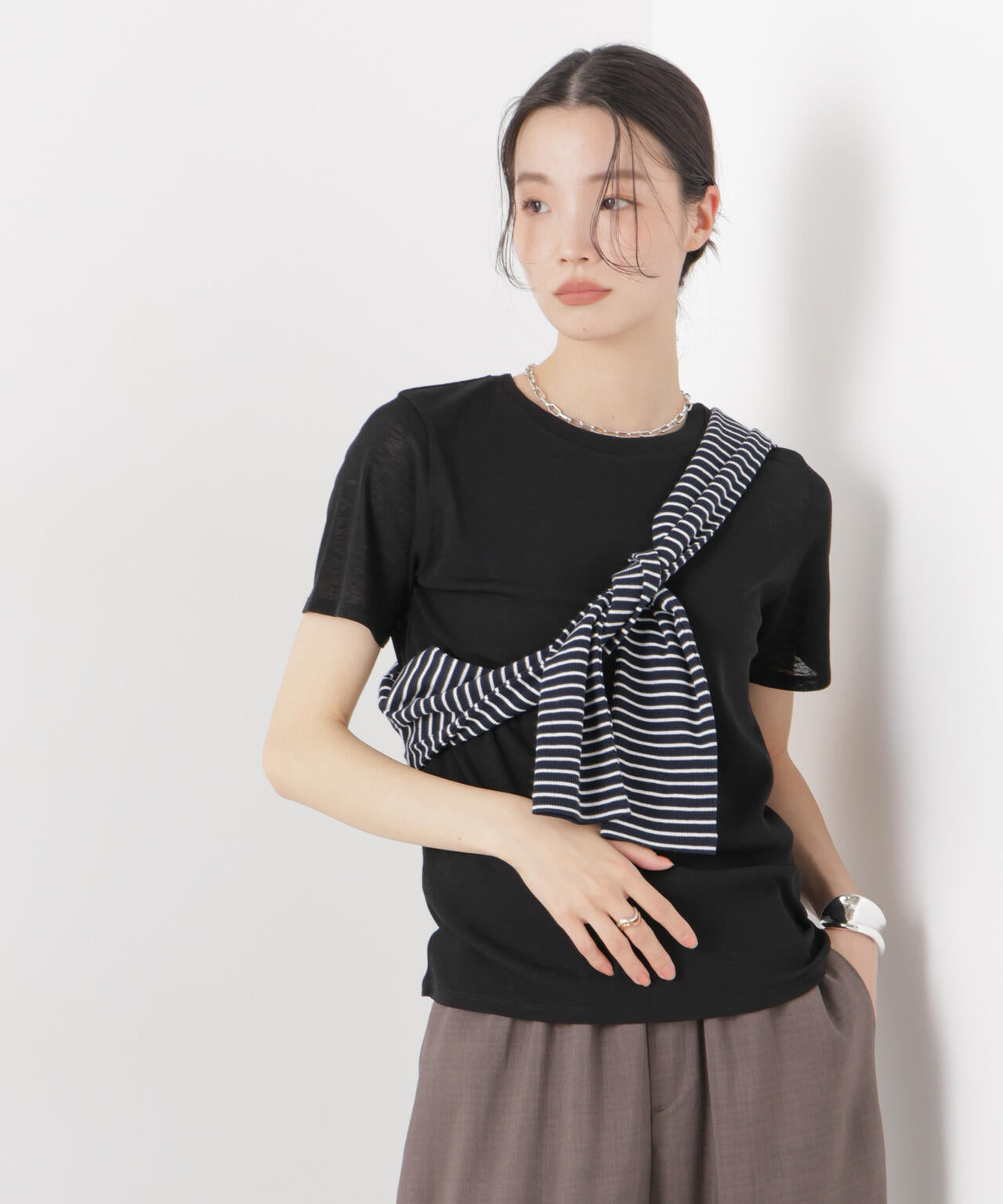 スラブシアー半袖Tシャツ 6736124301