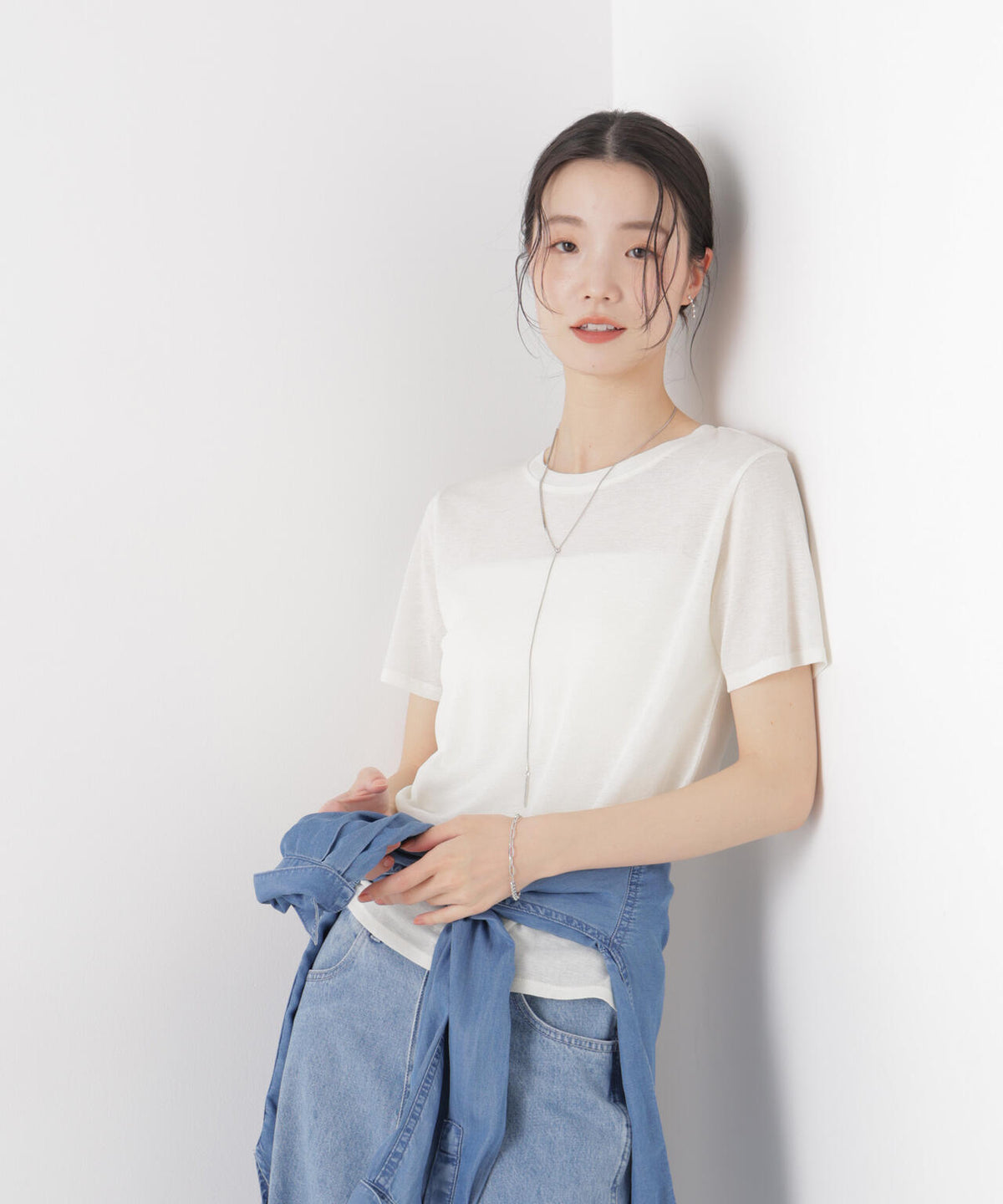 スラブシアー半袖Tシャツ 6736124301
