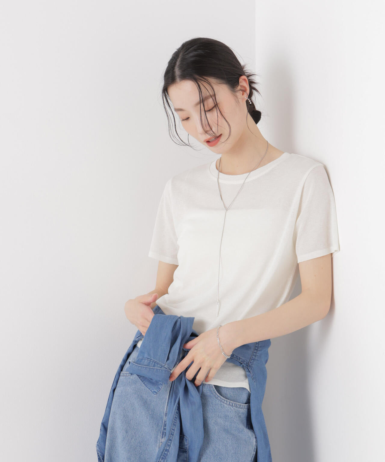 スラブシアー半袖Tシャツ 6736124301