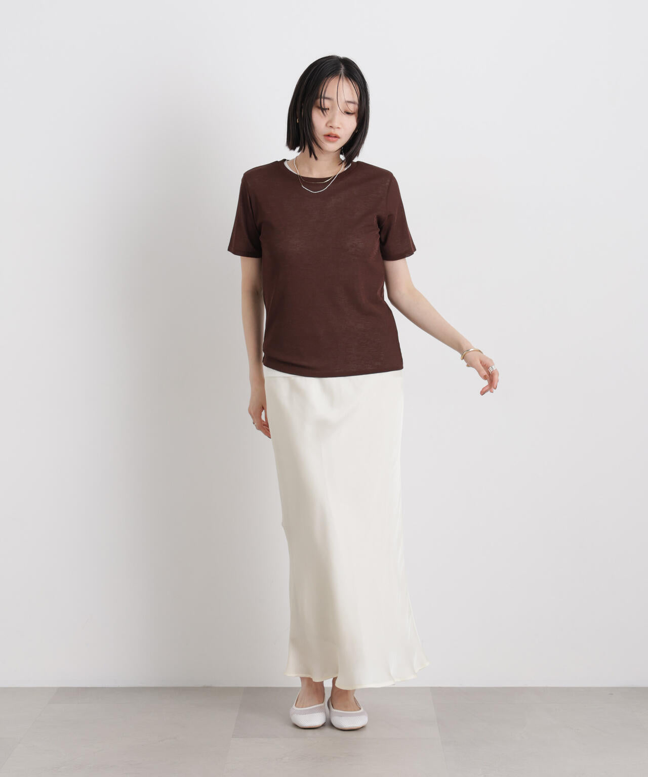 スラブシアー半袖Tシャツ 6736124301