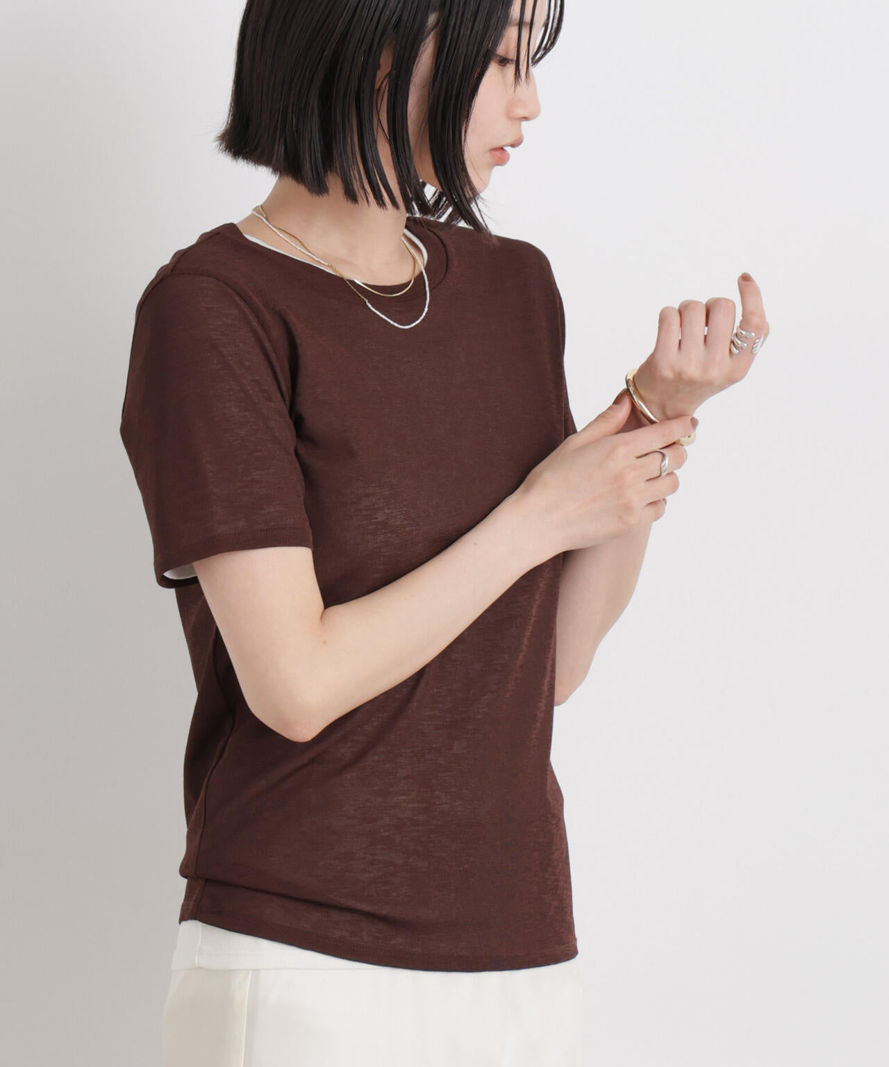 スラブシアー半袖Tシャツ 6736124301