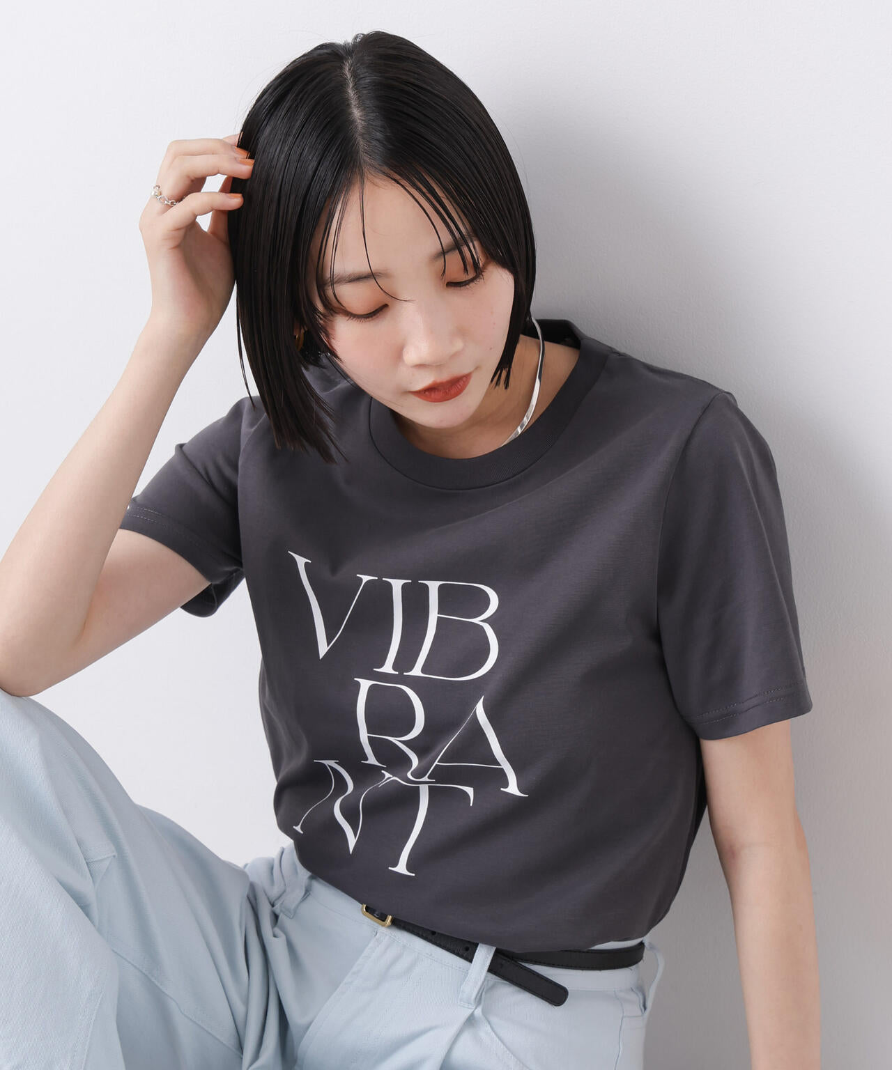 接触冷感 & 紫外線防止 機能 ロゴプリント Tシャツ