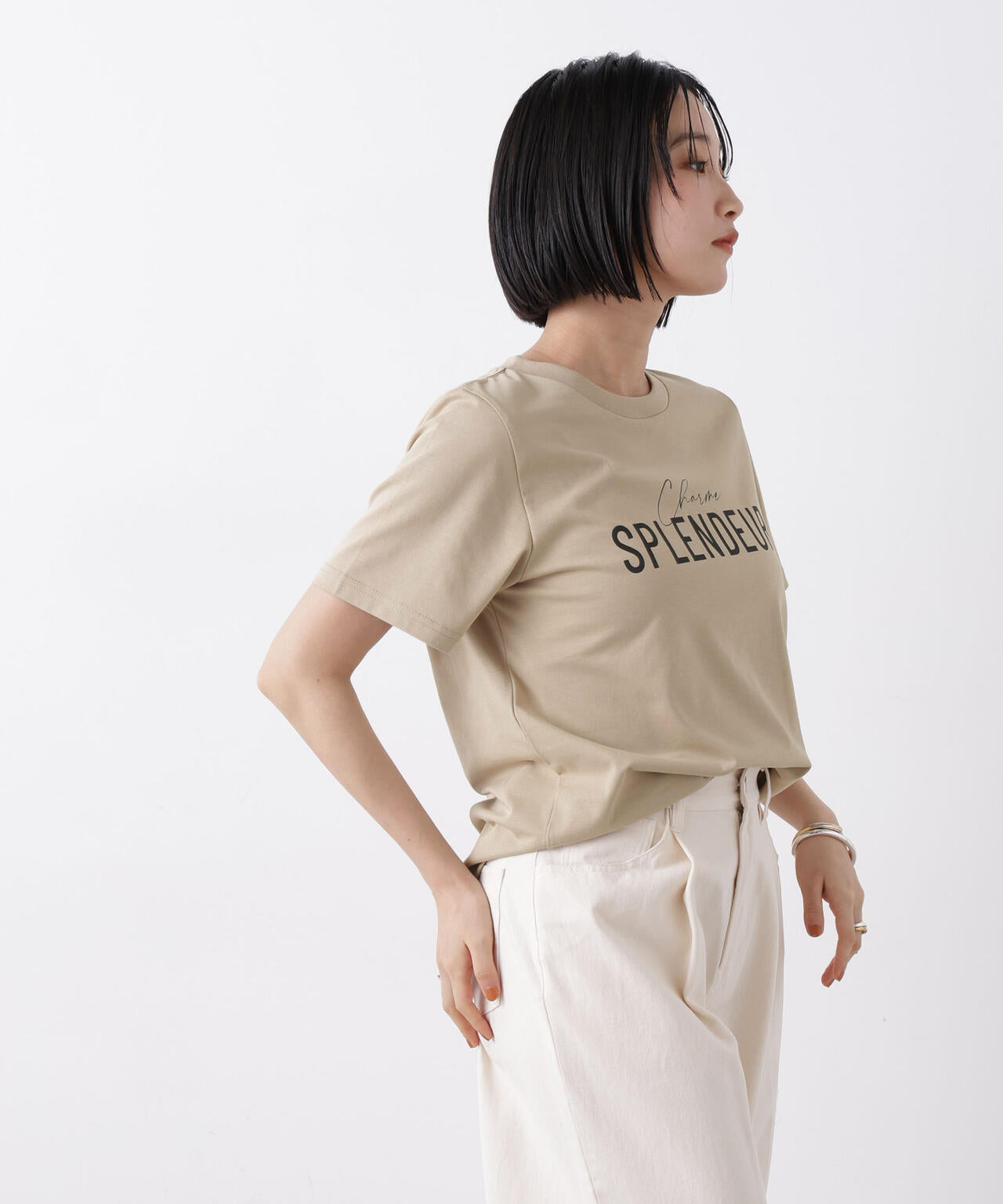 接触冷感&紫外線防止機能 ロゴプリントTシャツ 6736124302