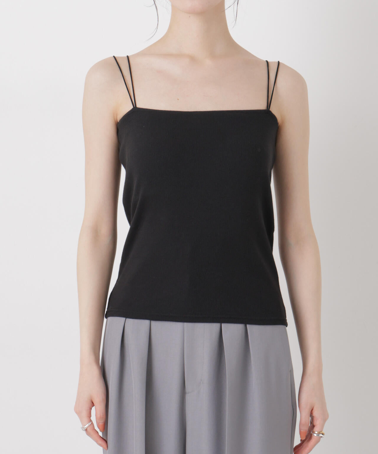抗菌防臭リブカップ付きダブルストラップキャミソール 6736124307