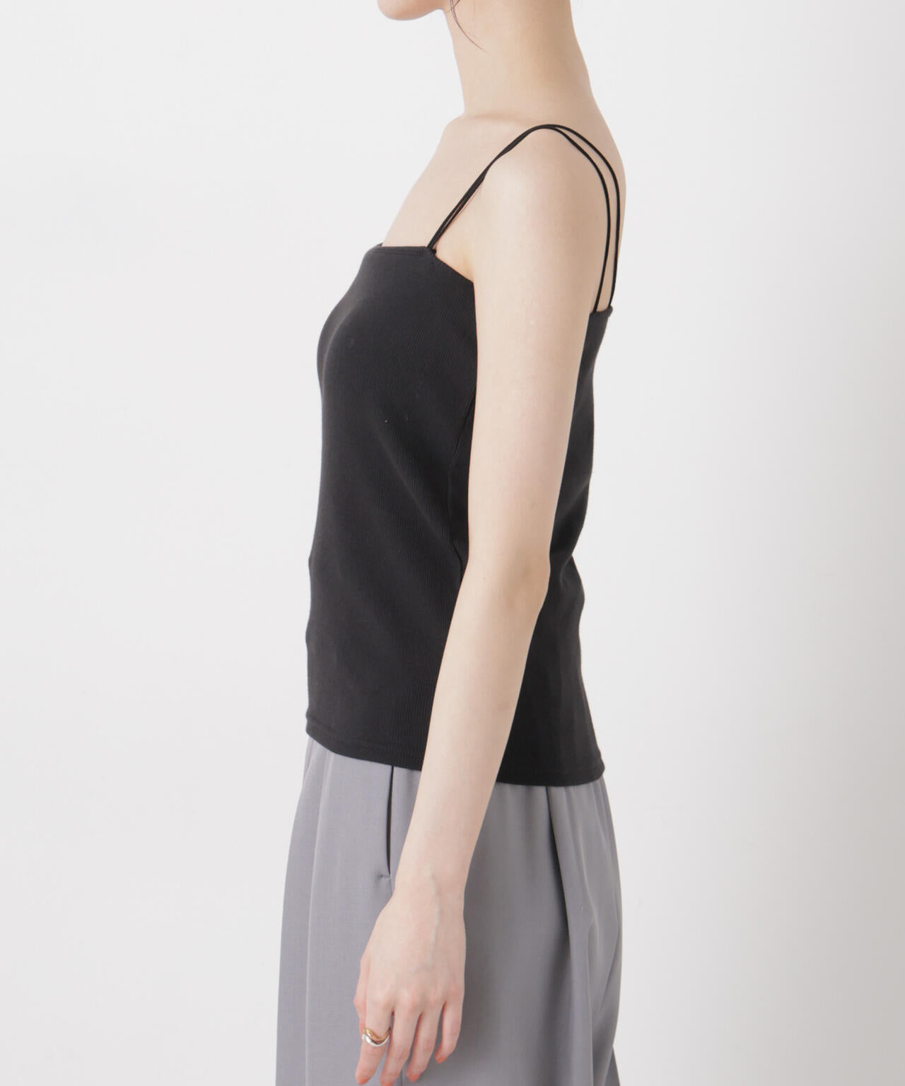 抗菌防臭リブカップ付きダブルストラップキャミソール 6736124307