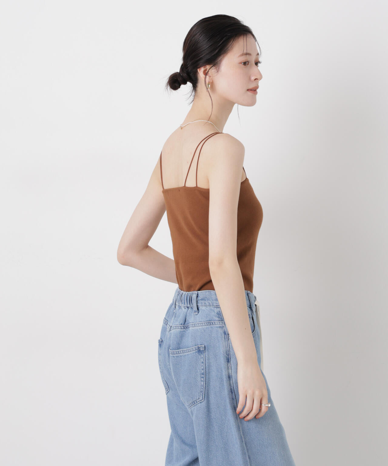 抗菌防臭リブカップ付きダブルストラップキャミソール 6736124307