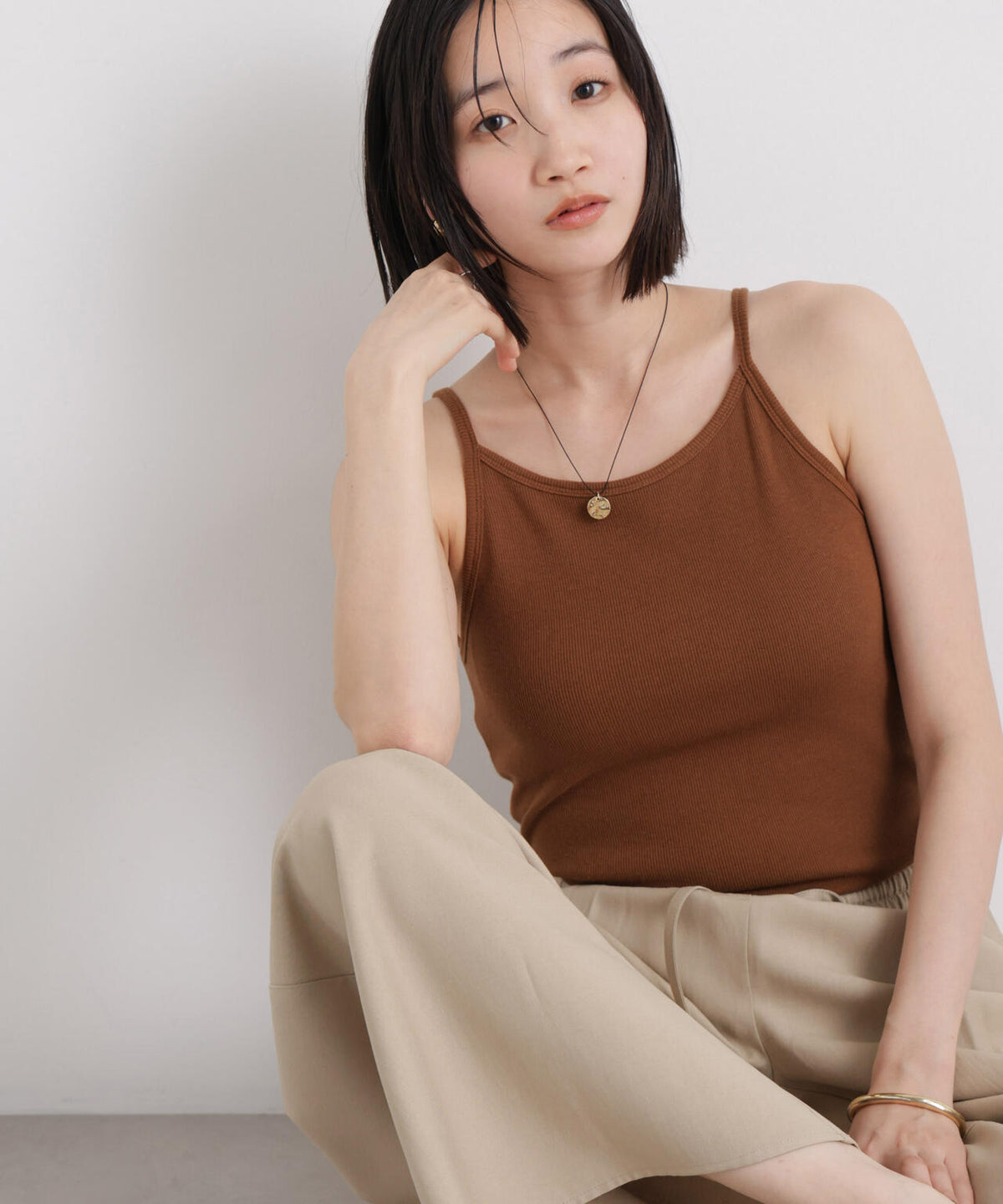 抗菌防臭リブカップ付きアメスリキャミ 6736124308