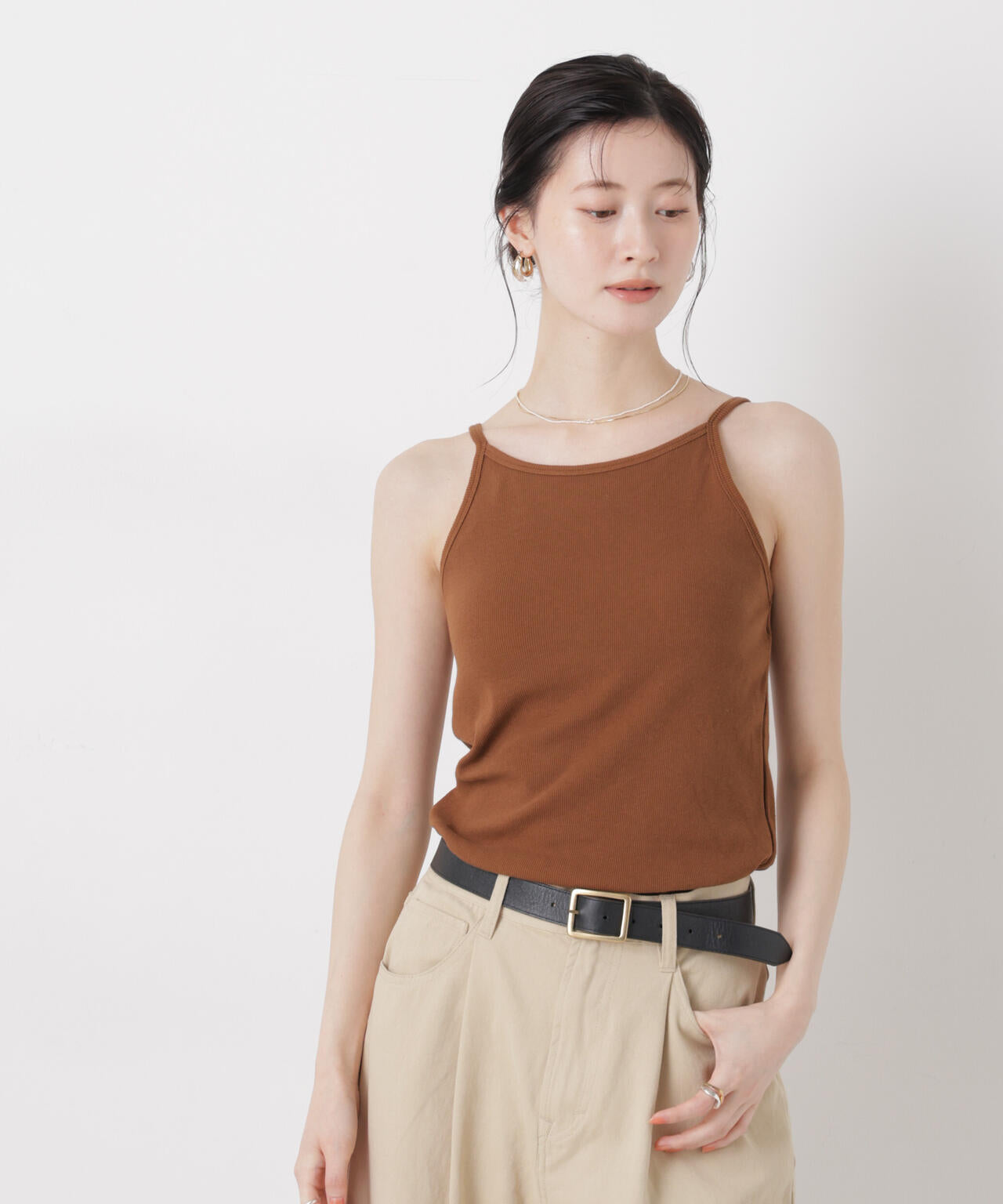 抗菌防臭リブカップ付きアメスリキャミ 6736124308