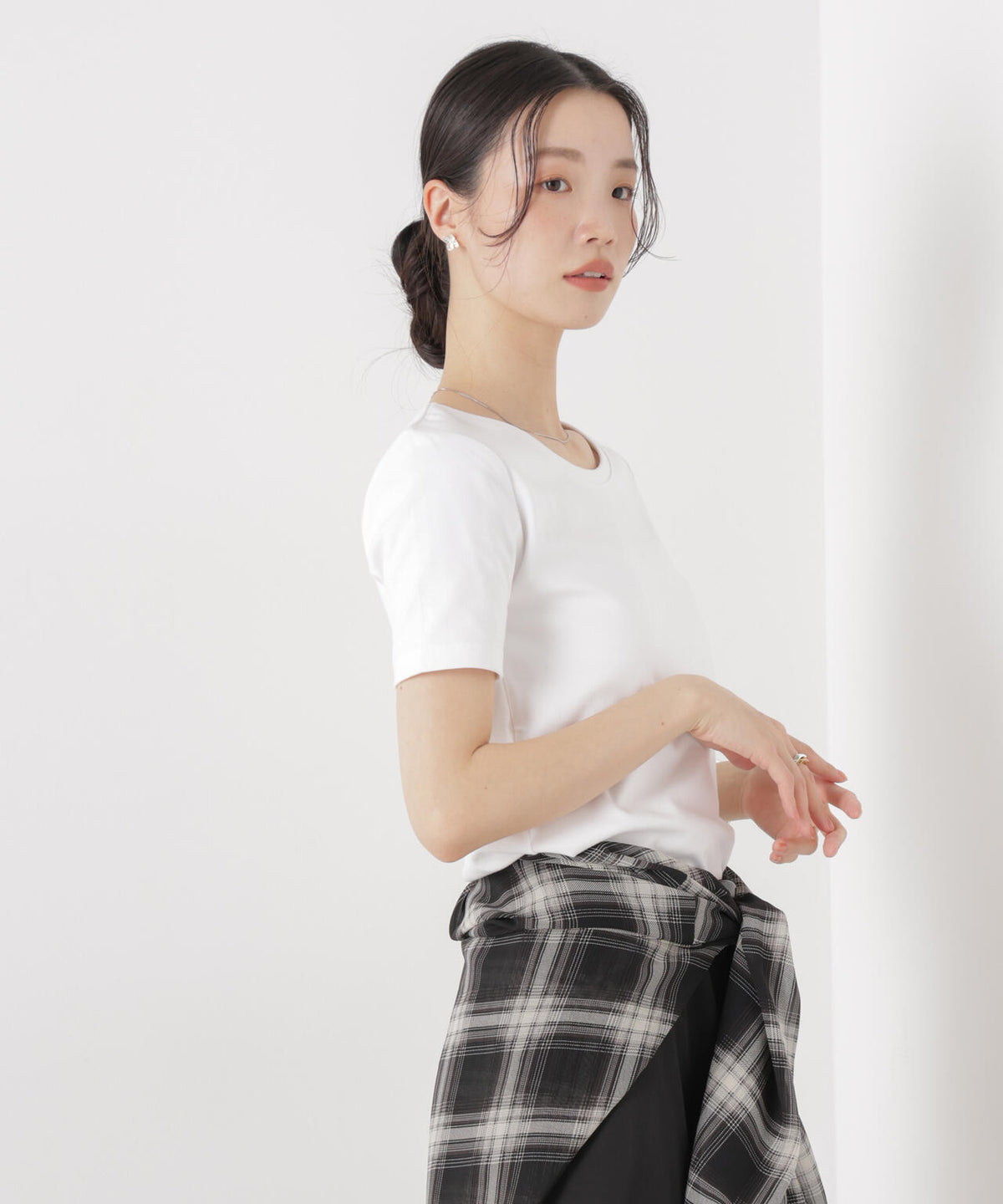 抗菌防臭コットンフライスカットクルーネックトップス 6736124313