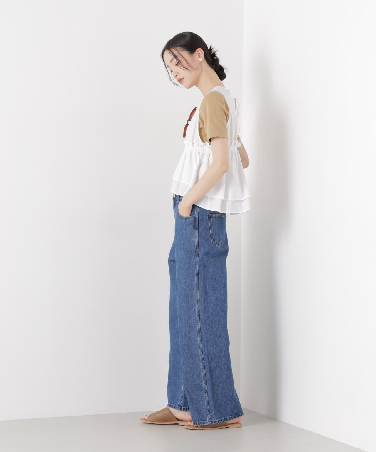 抗菌防臭コットンフライスカットクルーネックトップス 6736124313