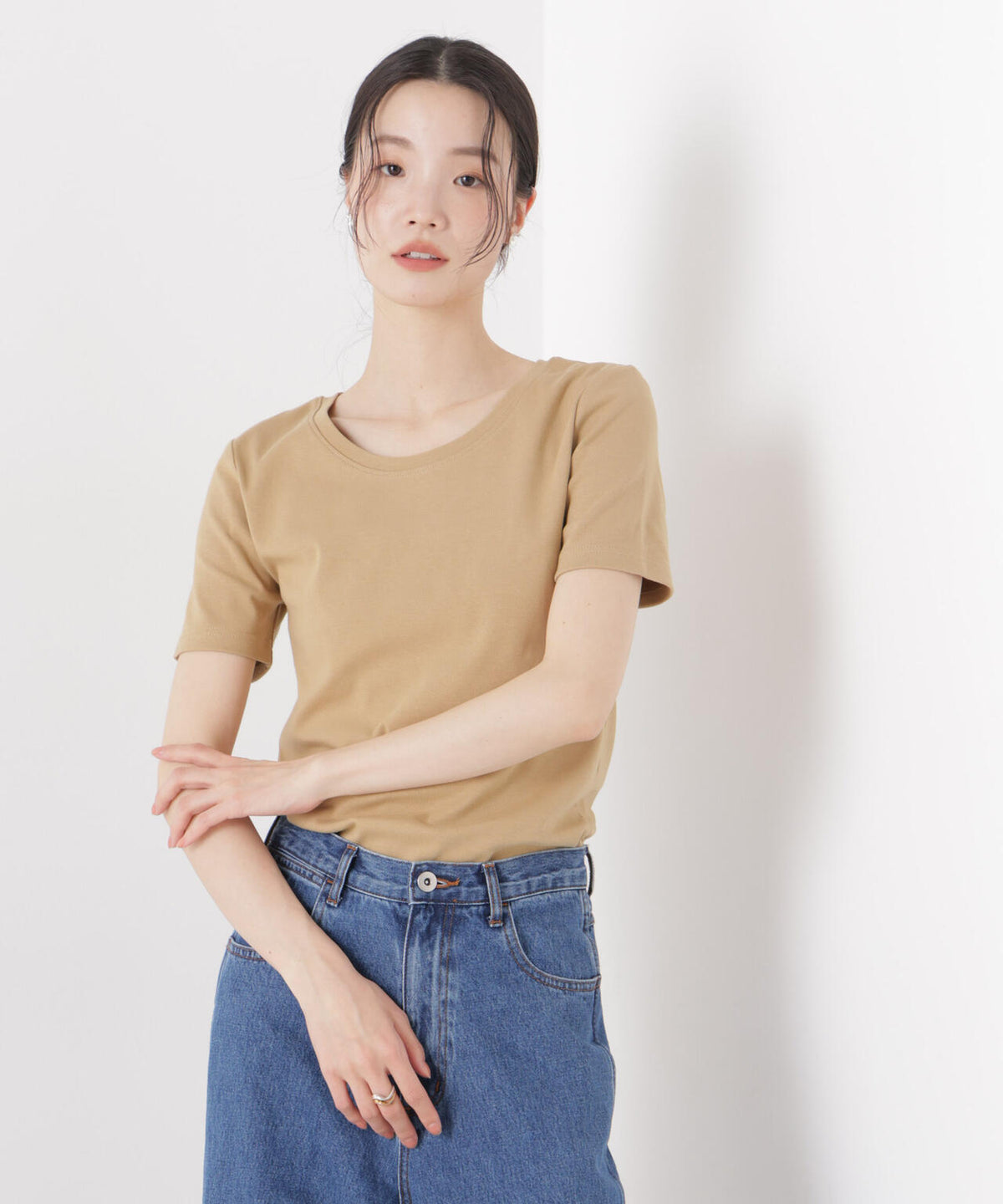 抗菌防臭コットンフライスカットクルーネックトップス 6736124313