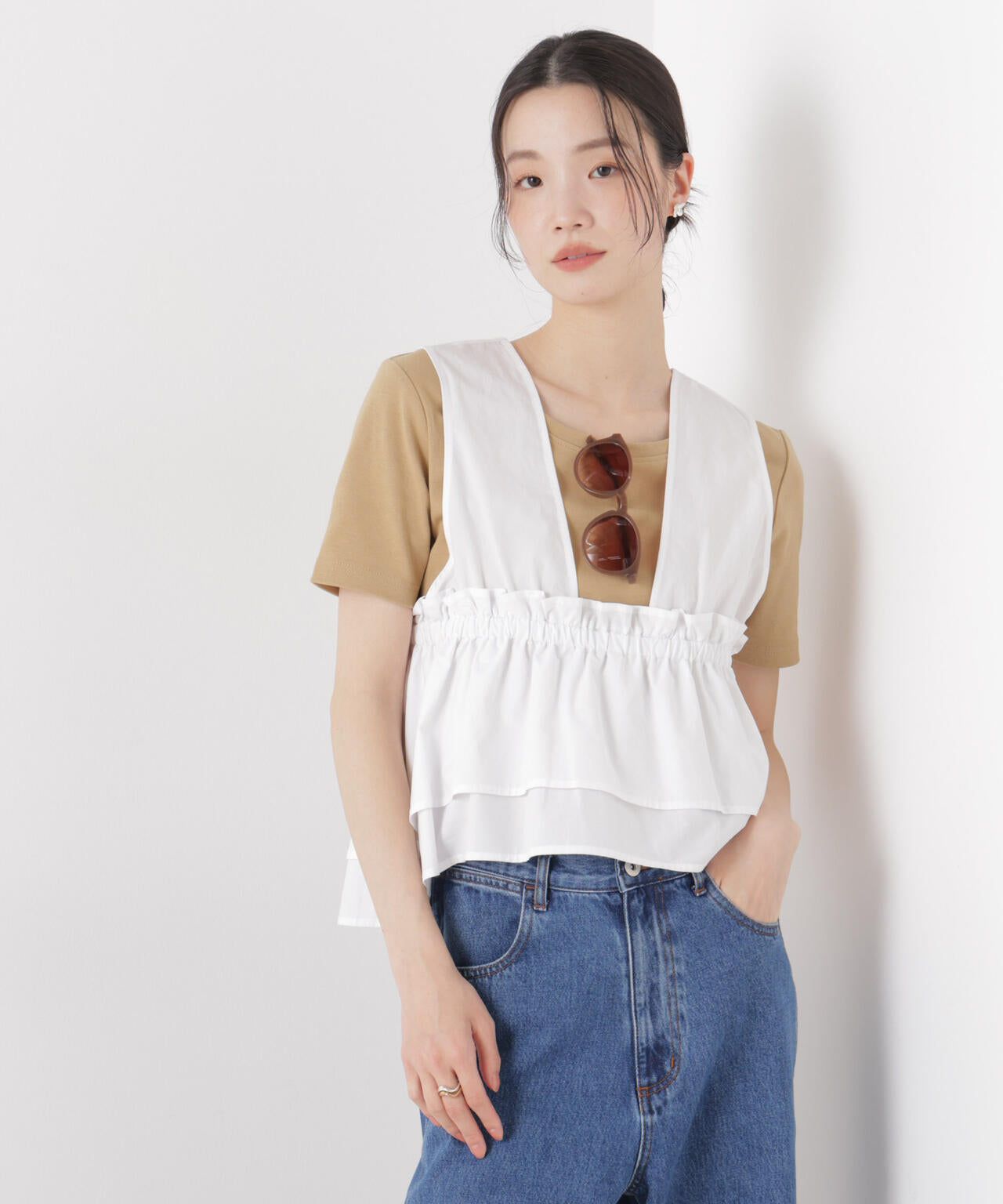 抗菌防臭コットンフライスカットクルーネックトップス 6736124313