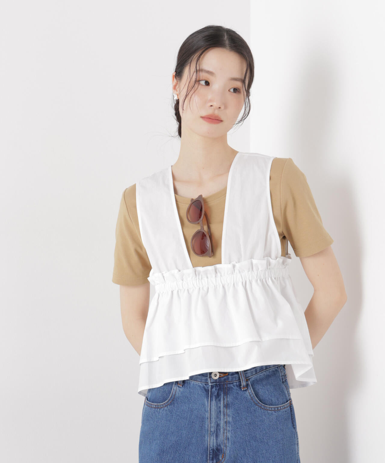 抗菌防臭コットンフライスカットクルーネックトップス 6736124313