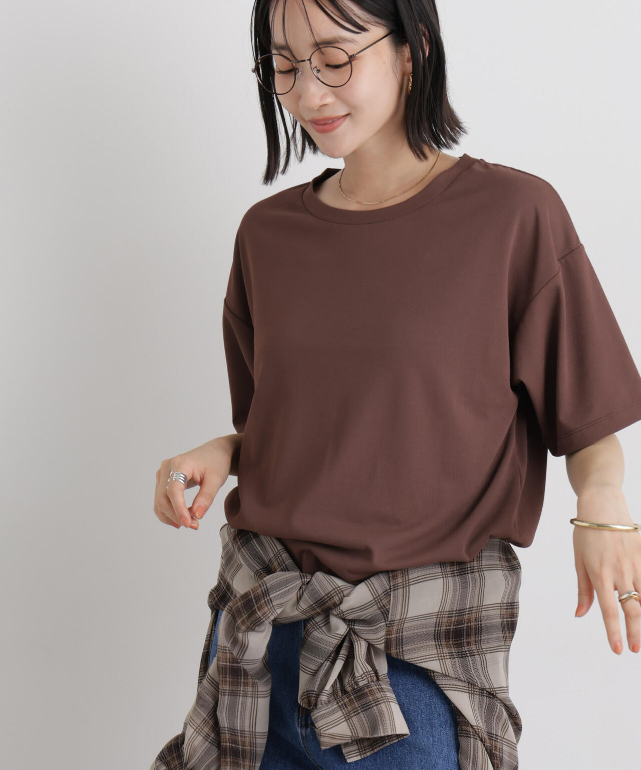 汗隠糸加工&多彩機能カットソー素材 クルーネックトップス 6736124320