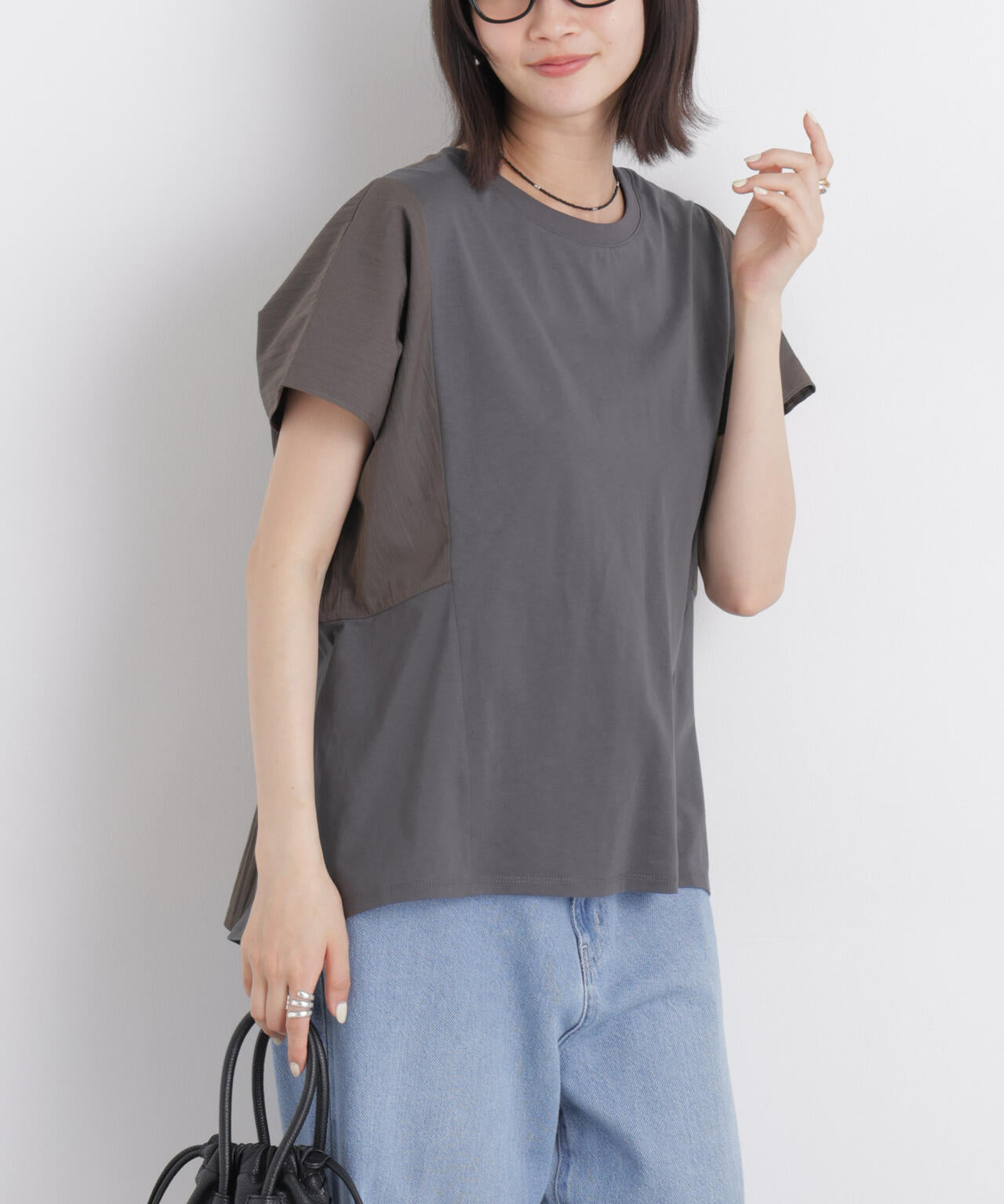 タフタコンビバックギャザーデザインカットトップス 6736124326