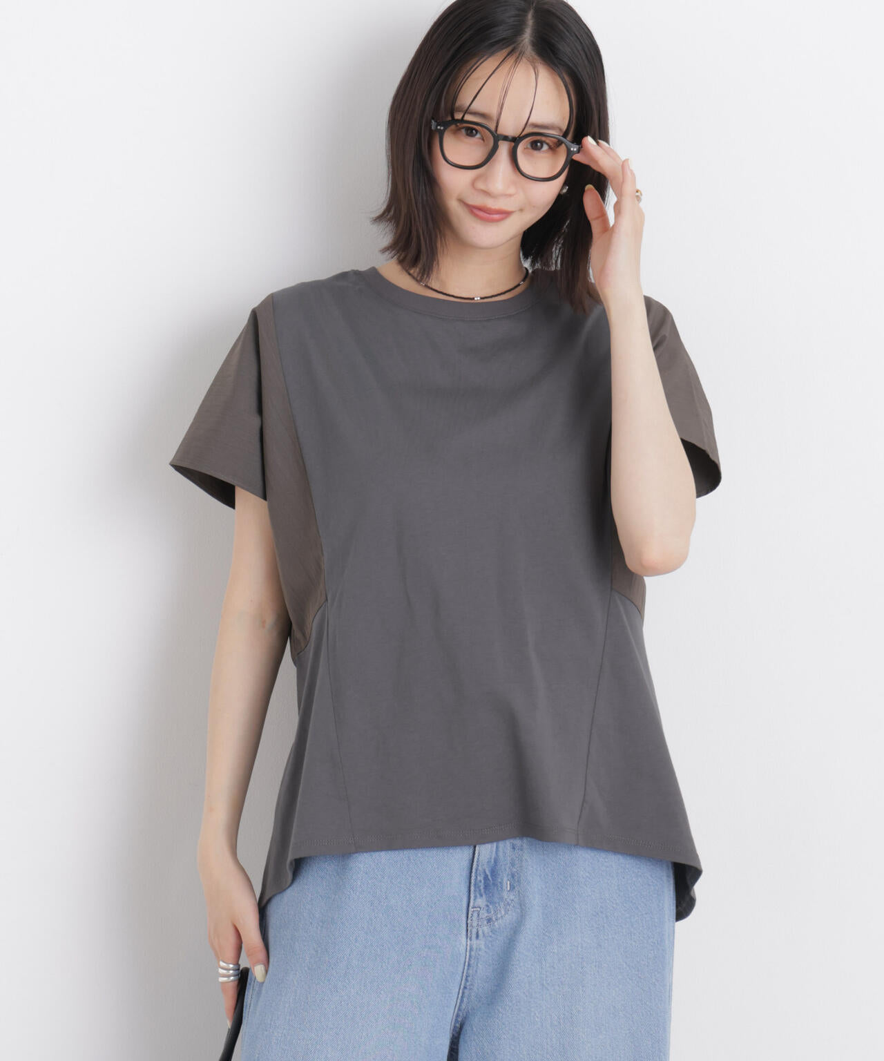 タフタコンビバックギャザーデザインカットトップス 6736124326