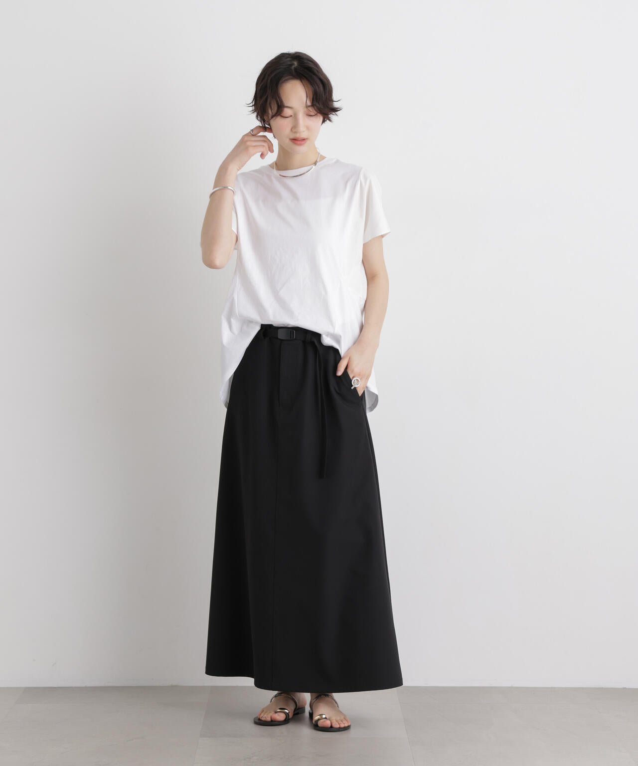 タフタコンビバックギャザーデザインカットトップス 6736124326