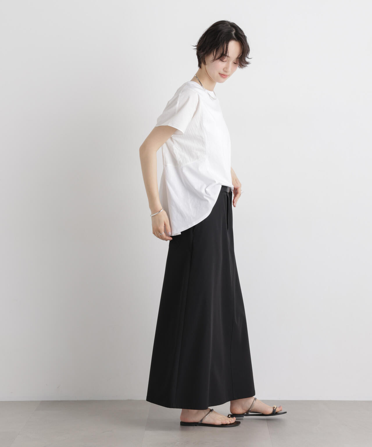タフタコンビバックギャザーデザインカットトップス 6736124326