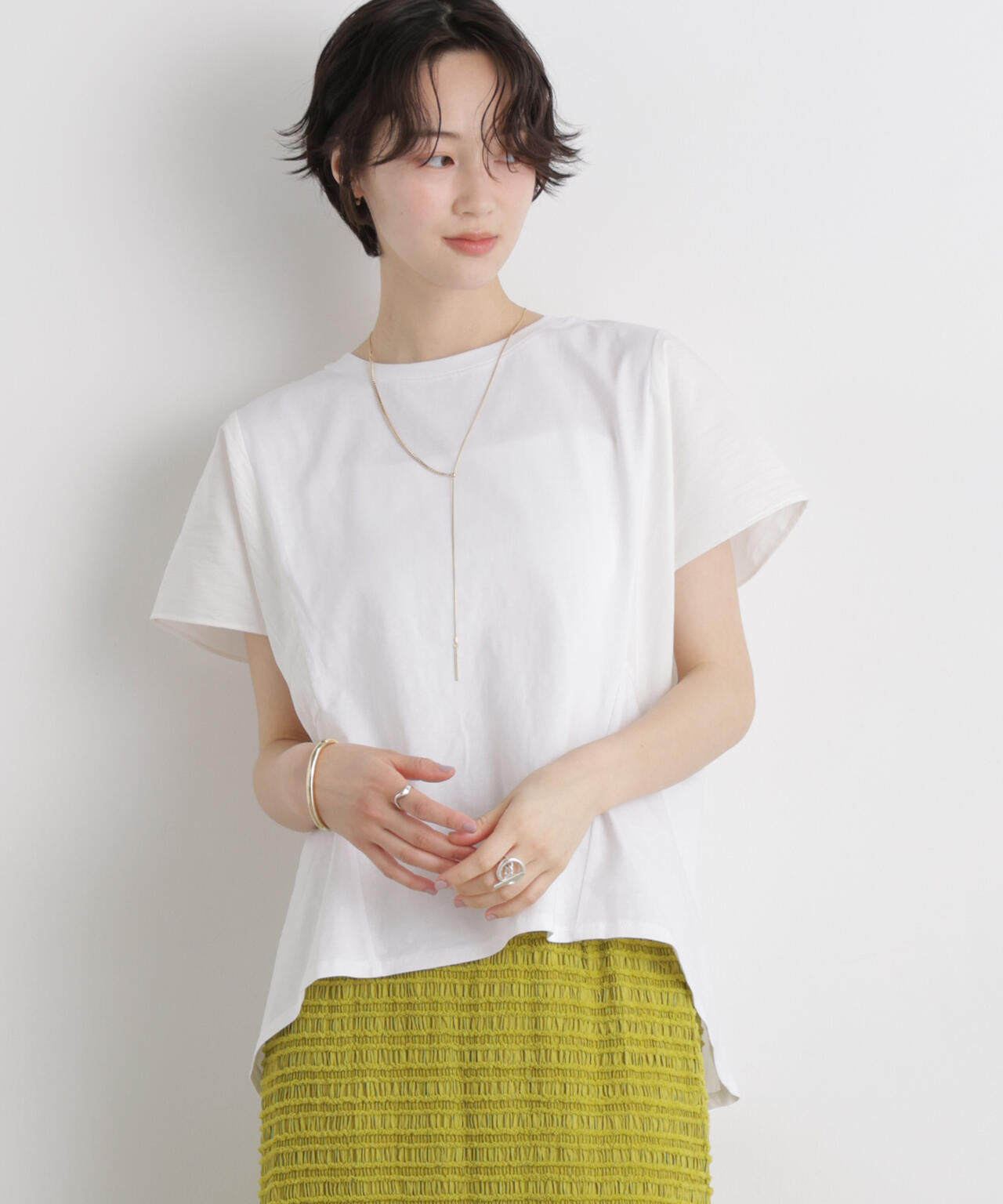タフタコンビバックギャザーデザインカットトップス 6736124326