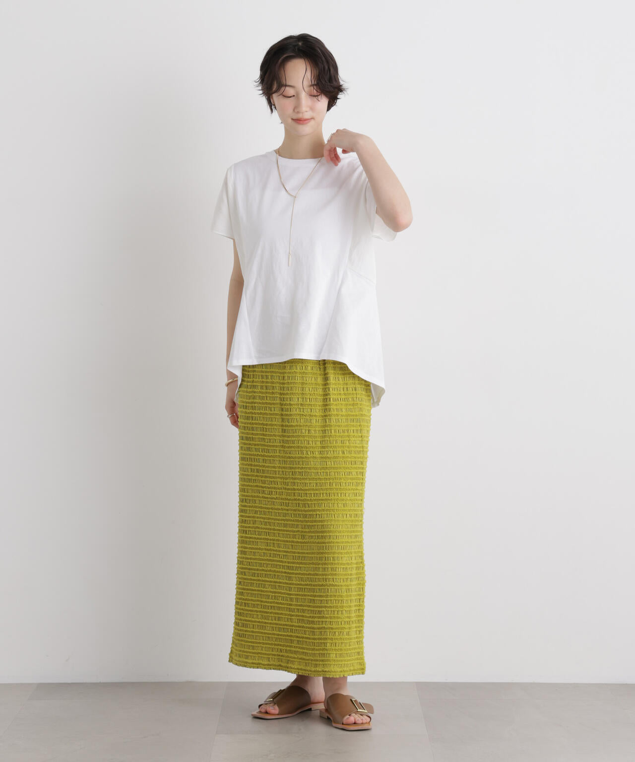 タフタコンビバックギャザーデザインカットトップス 6736124326