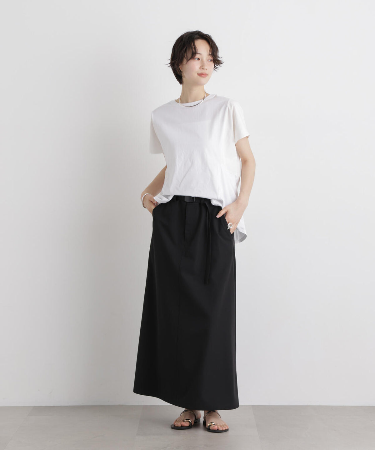 タフタコンビバックギャザーデザインカットトップス 6736124326