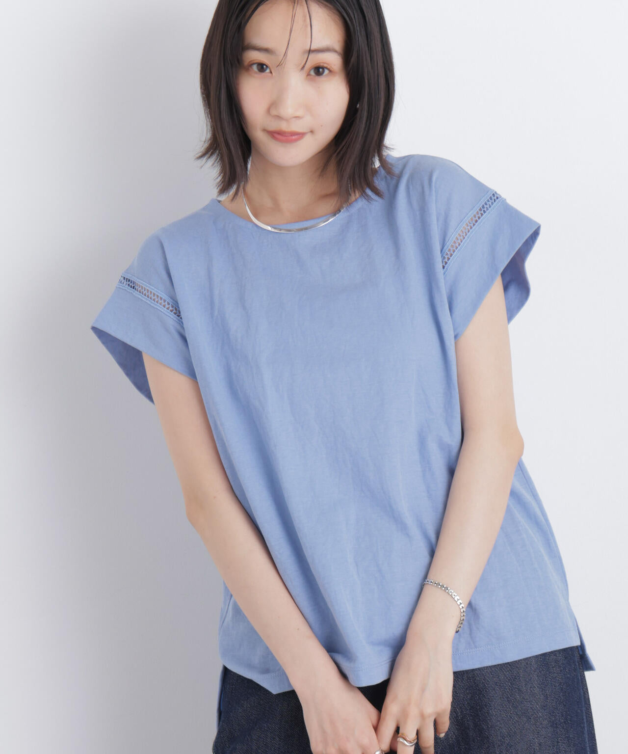 ハシゴレースフレンチスリーブカットトップス 6736124333