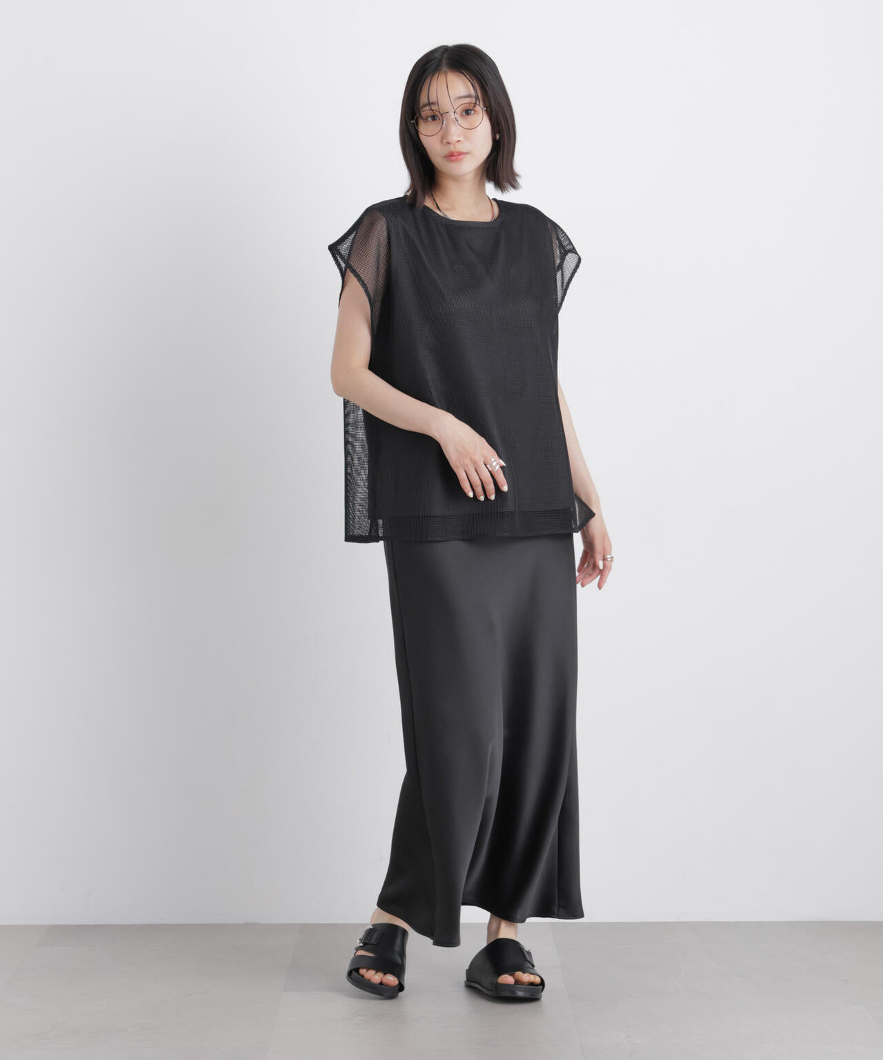 カラミメッシュレイヤードカットトップス 6736124334