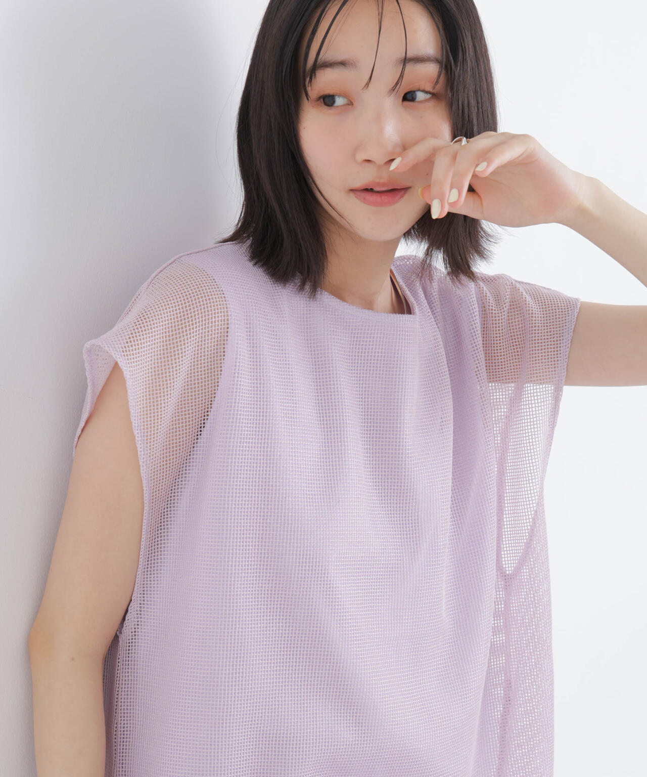カラミメッシュレイヤードカットトップス 6736124334