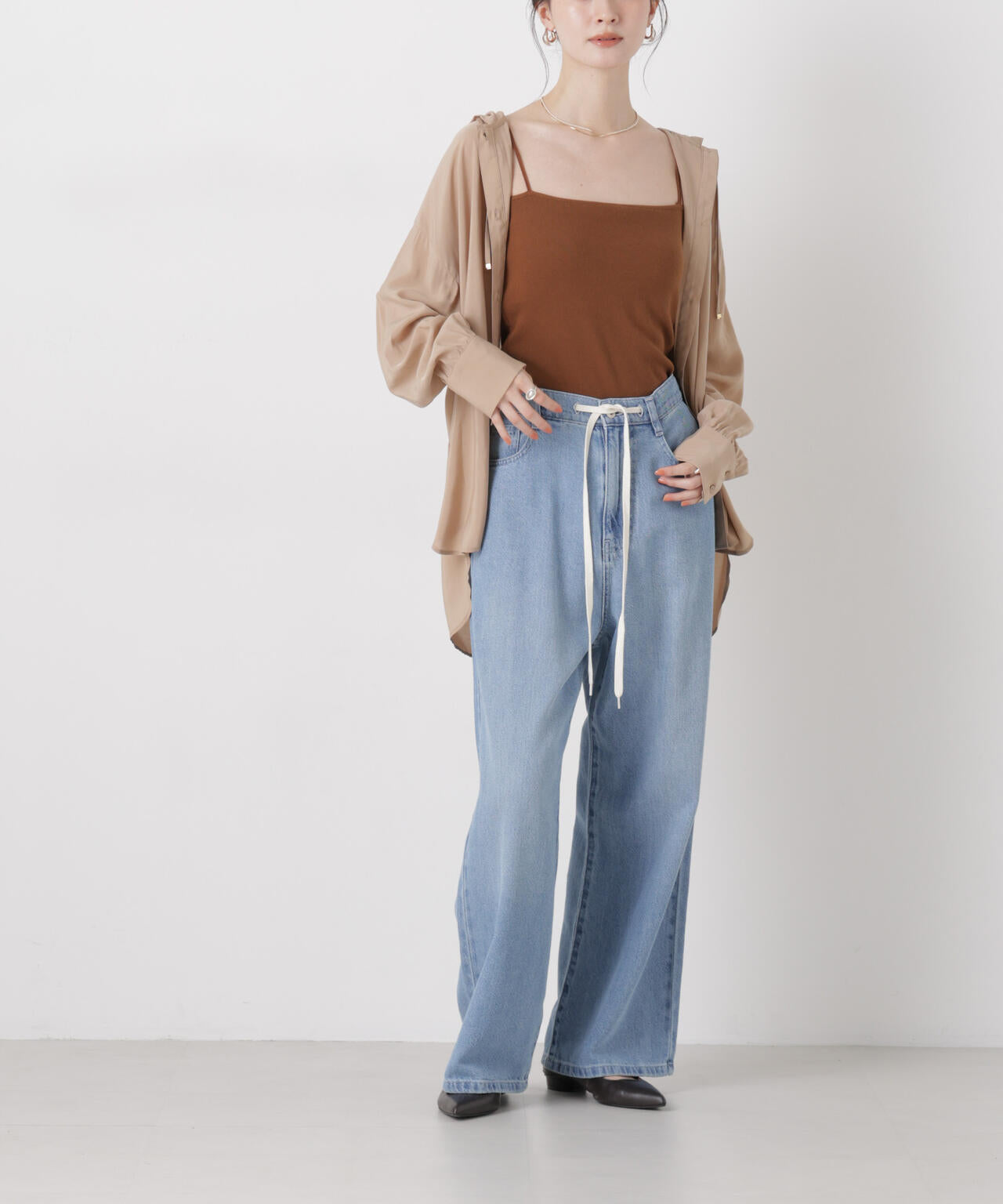 ウエストドロスト ワイドデニムパンツ